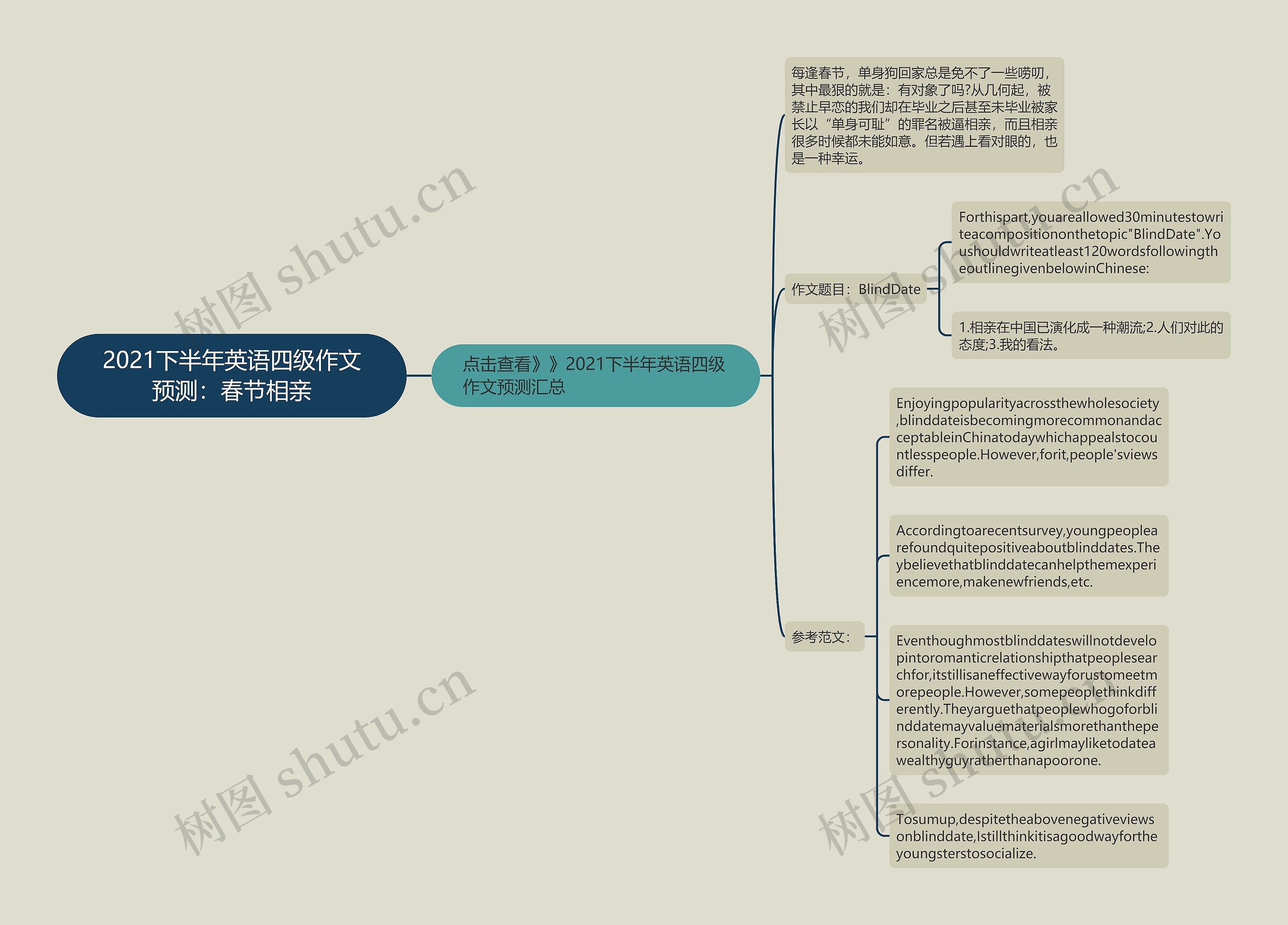 2021下半年英语四级作文预测：春节相亲思维导图