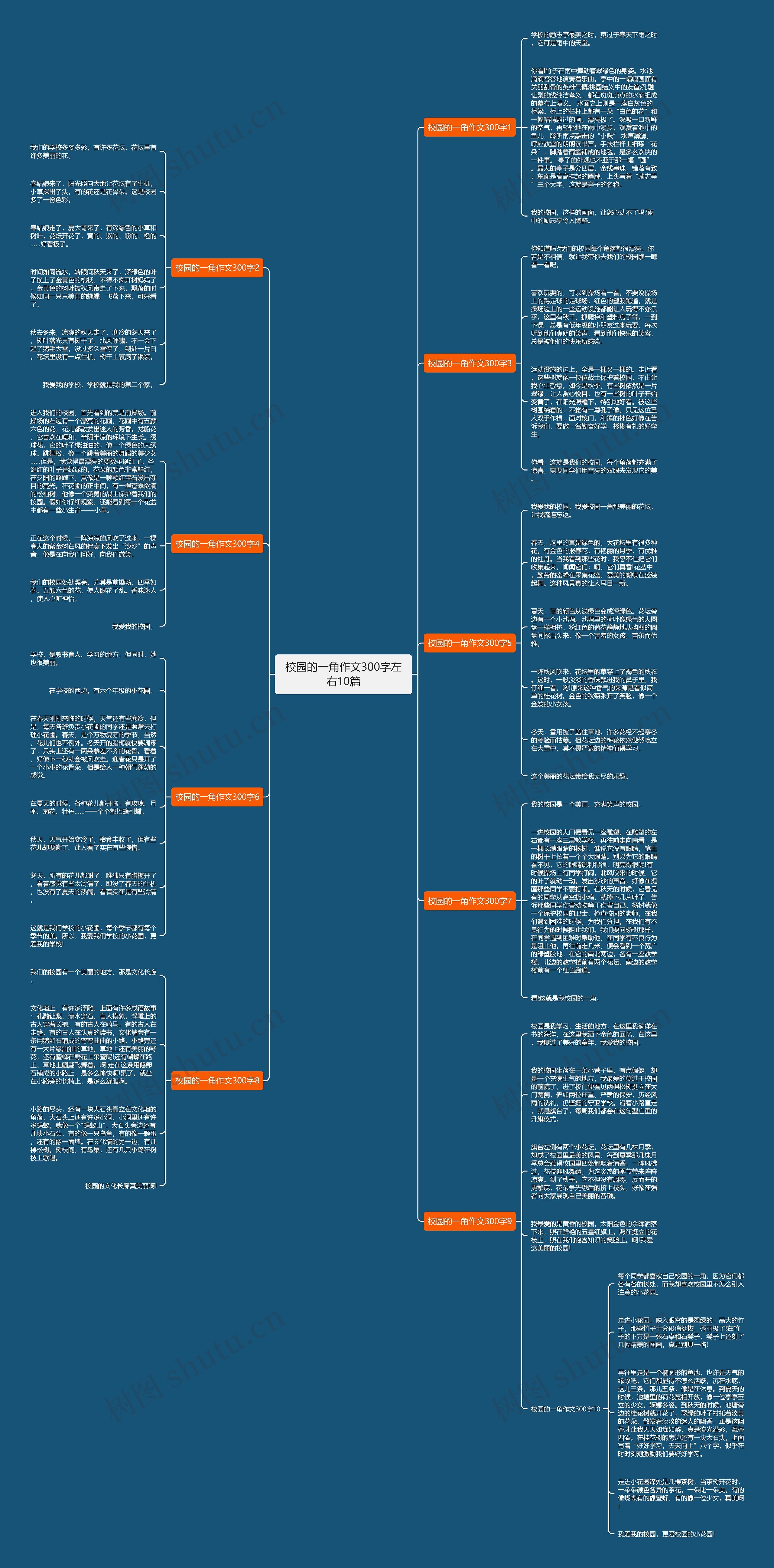 校园的一角作文300字左右10篇思维导图