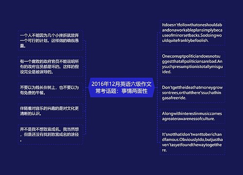 2016年12月英语六级作文常考话题：事情两面性