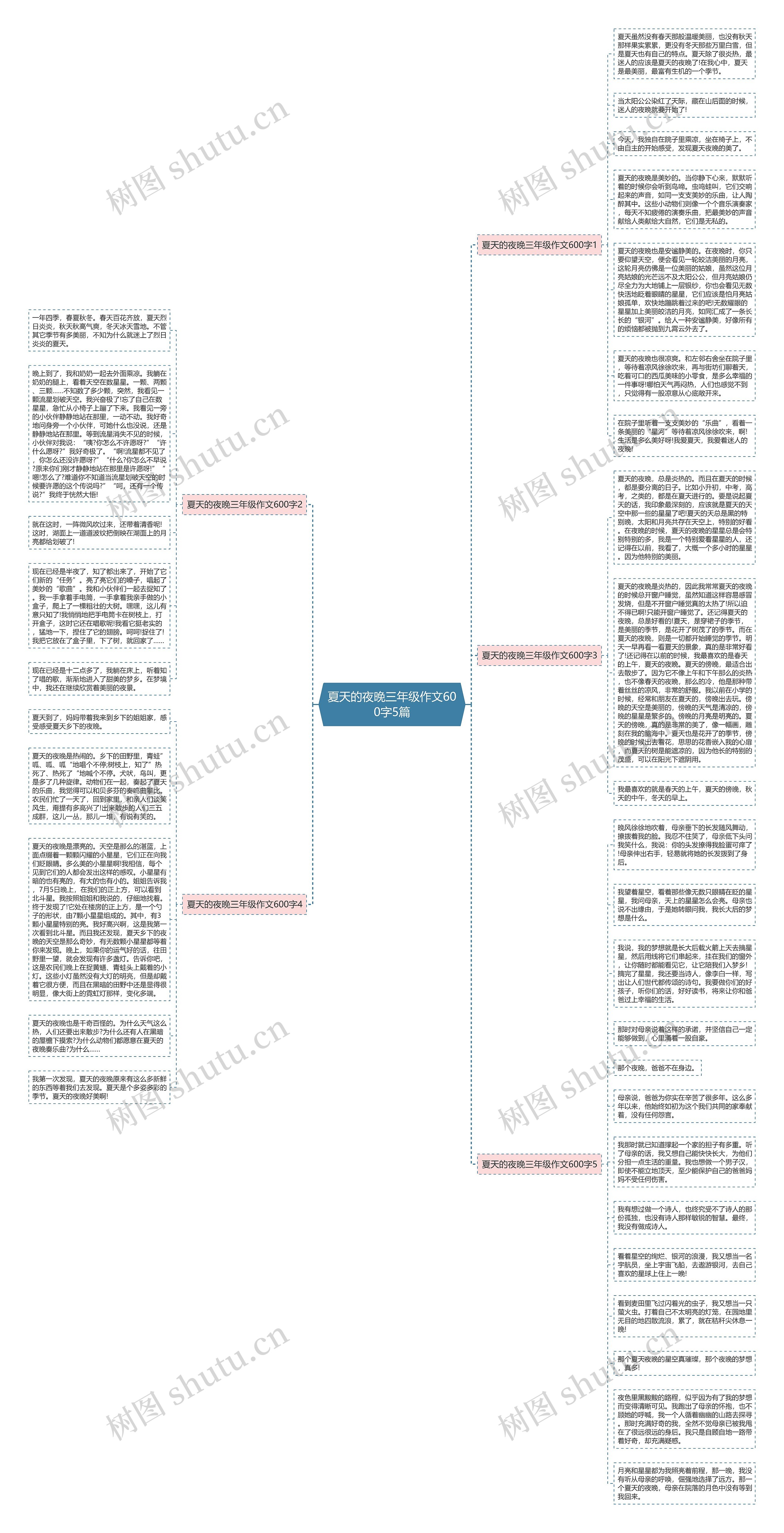 夏天的夜晚三年级作文600字5篇思维导图