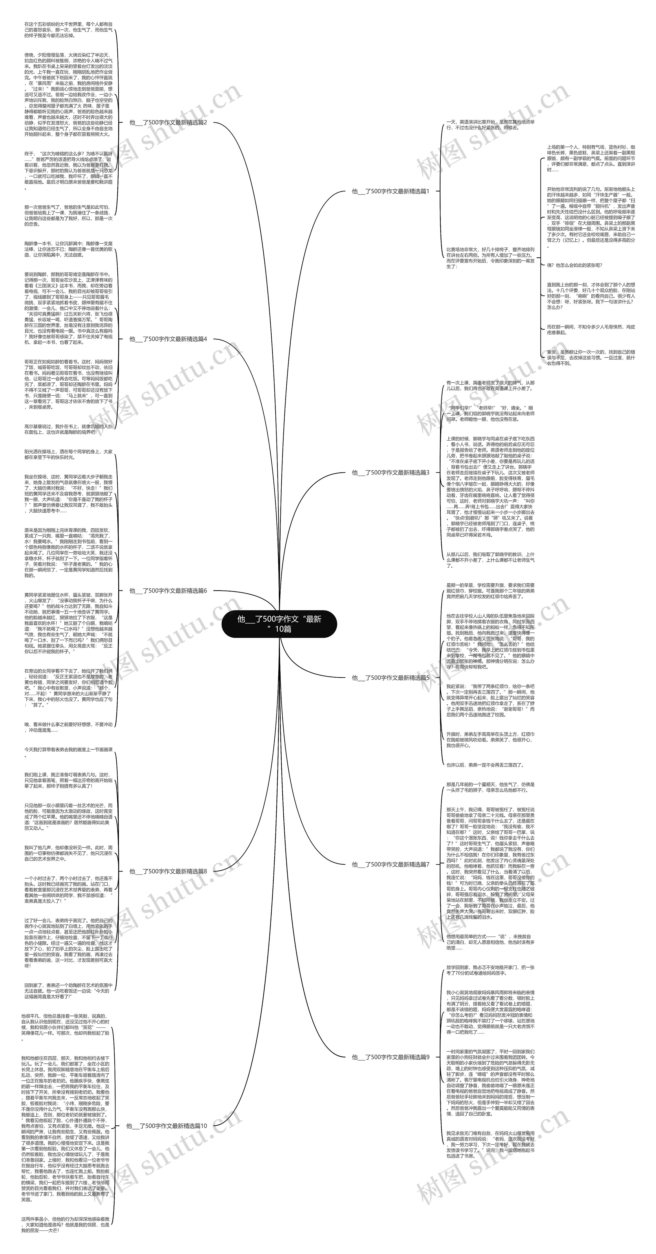 他___了500字作文“最新”10篇思维导图