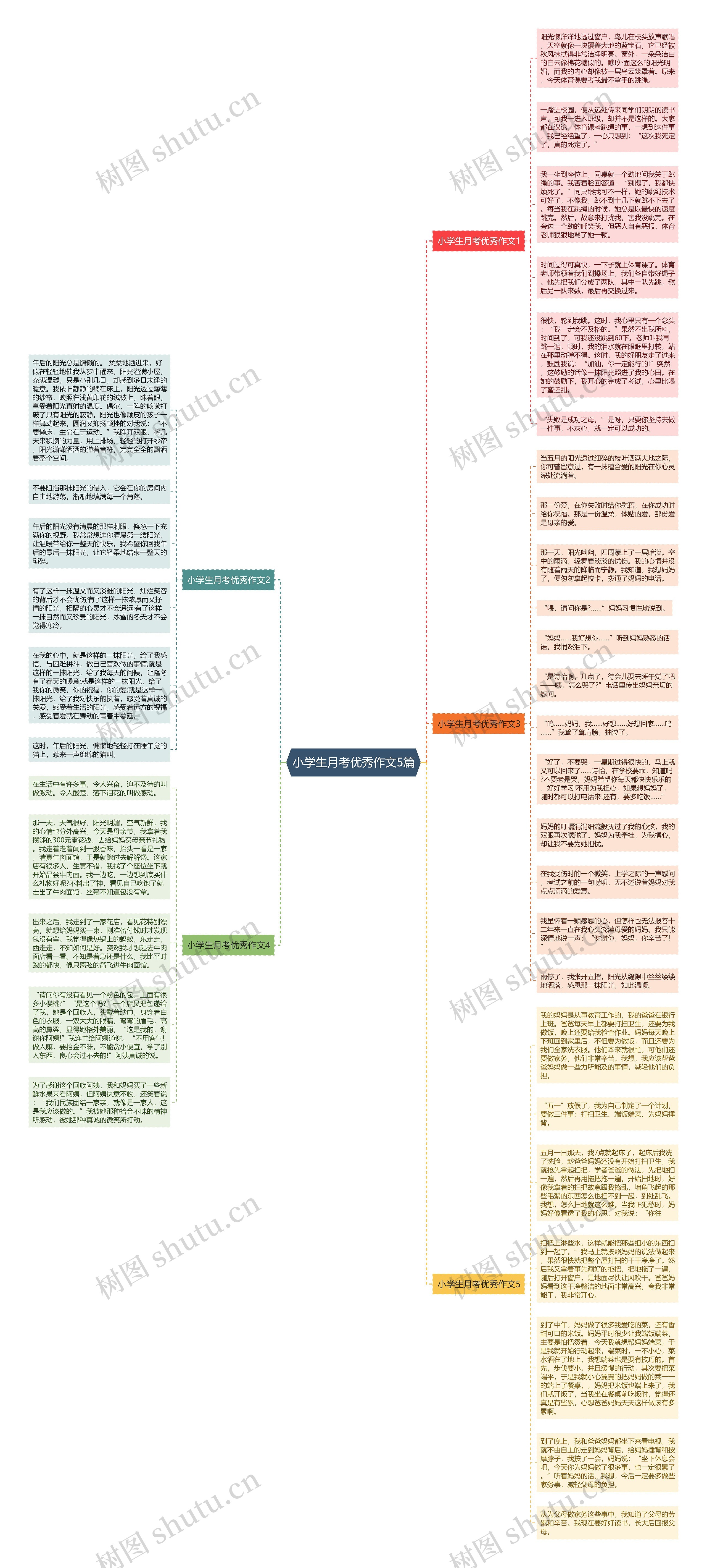 小学生月考优秀作文5篇思维导图