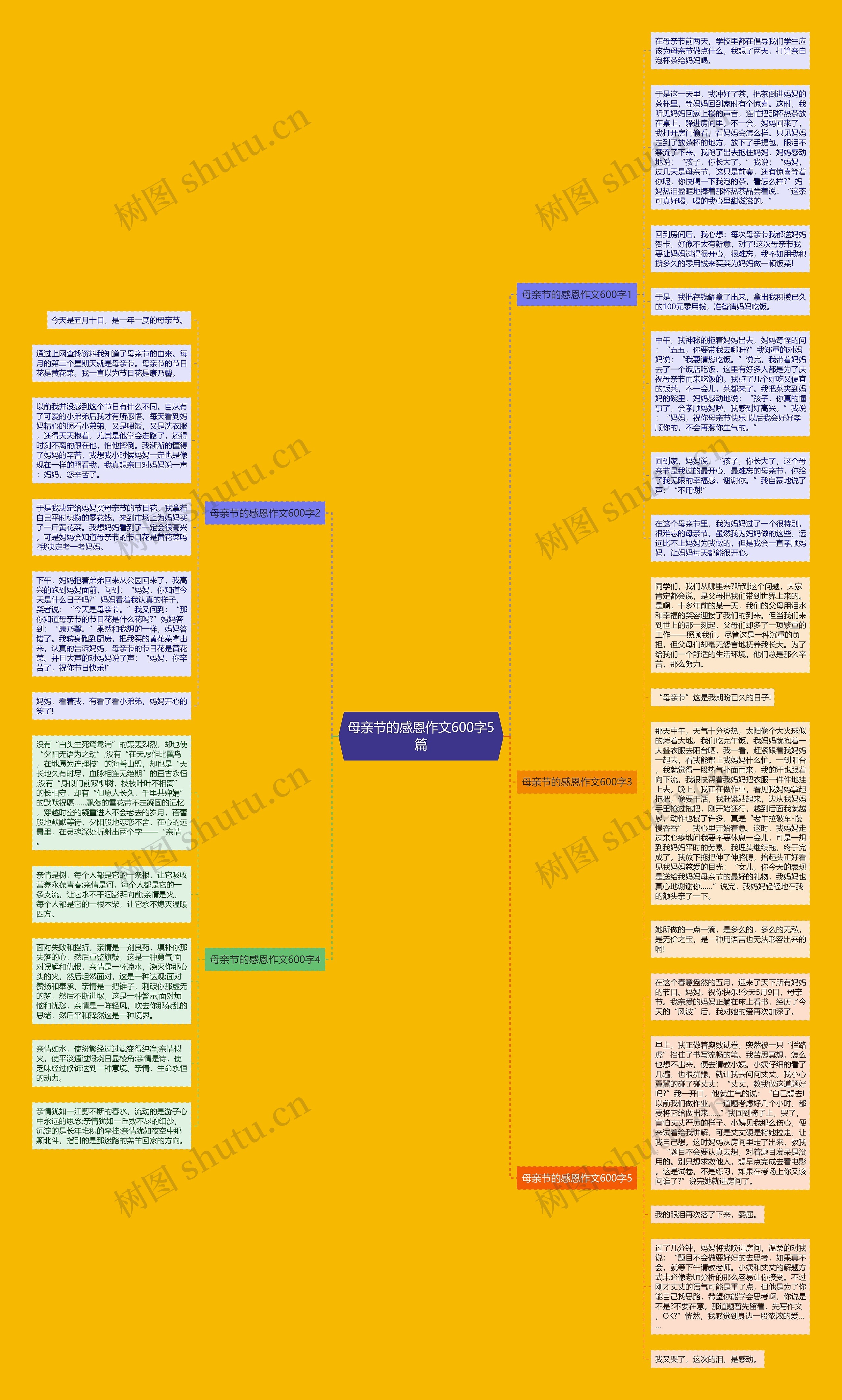 母亲节的感恩作文600字5篇思维导图