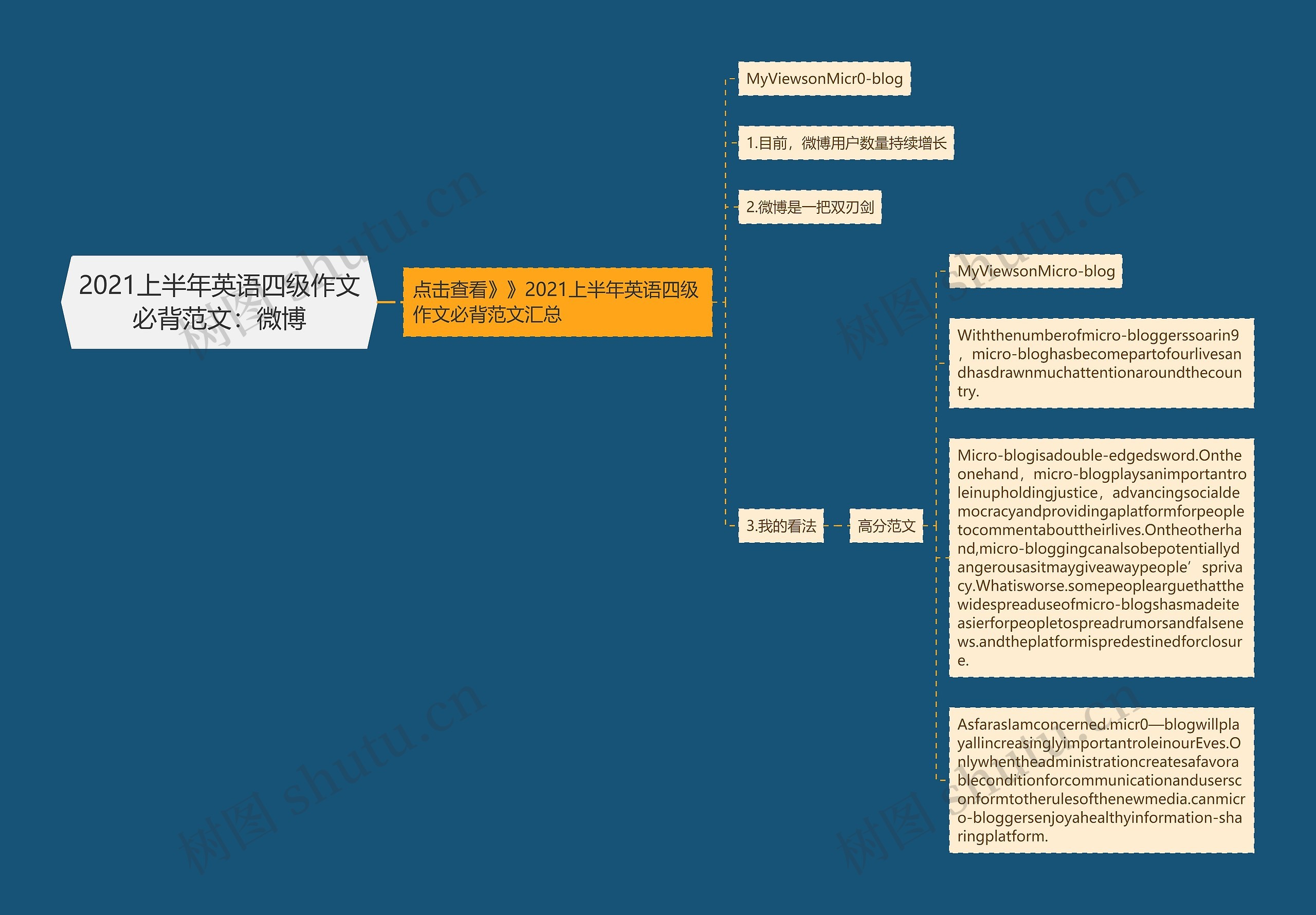 2021上半年英语四级作文必背范文：微博思维导图