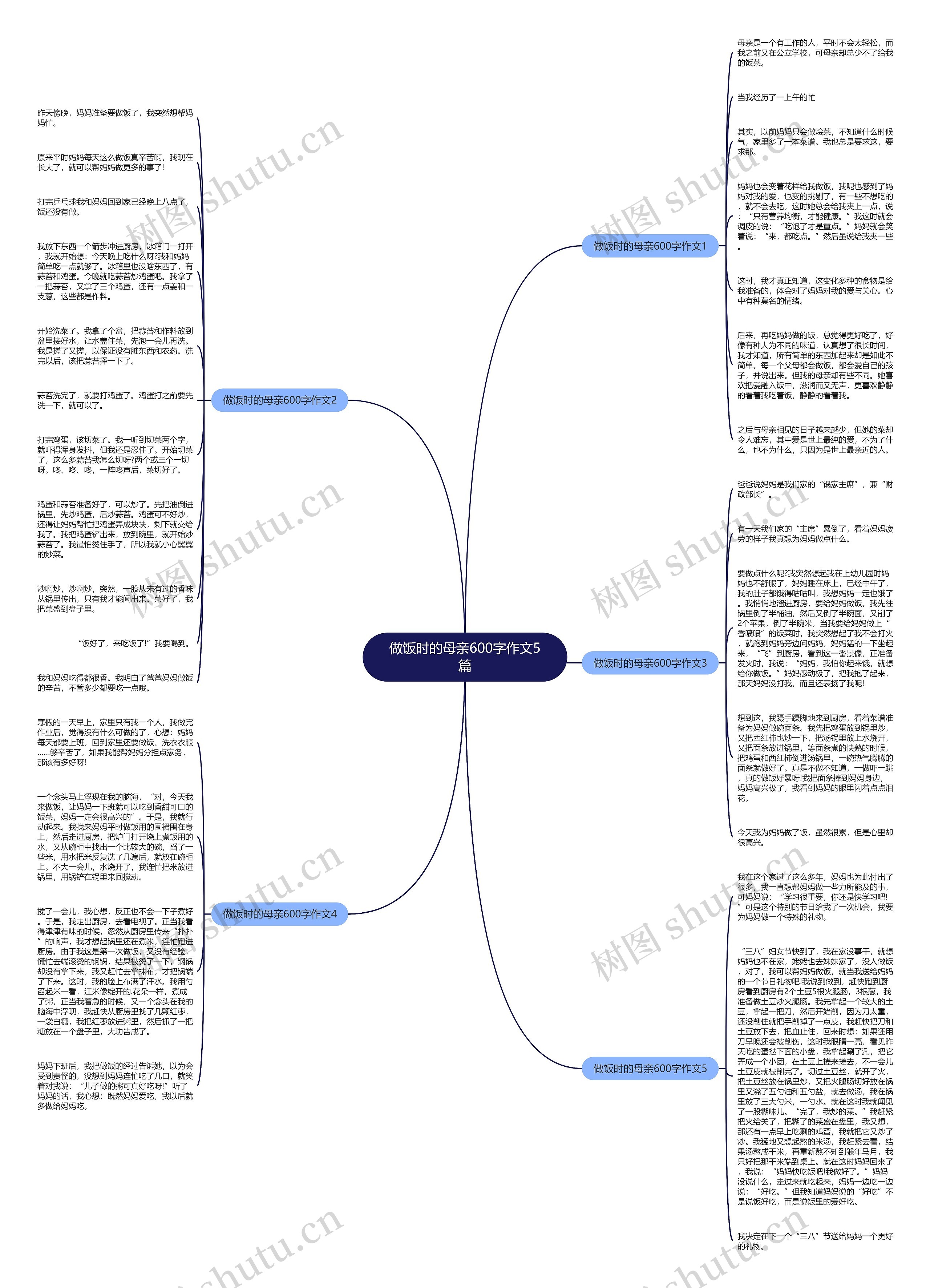 做饭时的母亲600字作文5篇思维导图