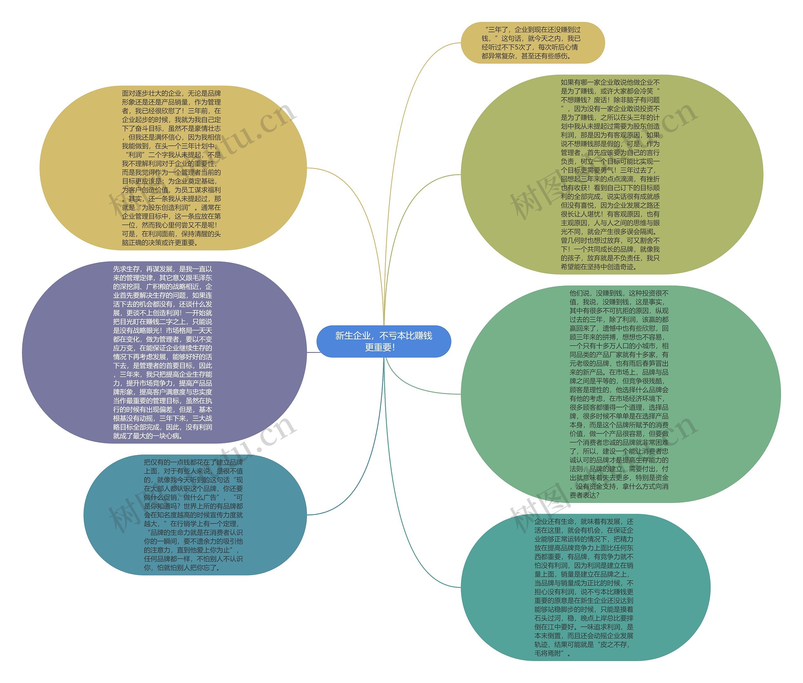新生企业，不亏本比赚钱更重要！ 思维导图