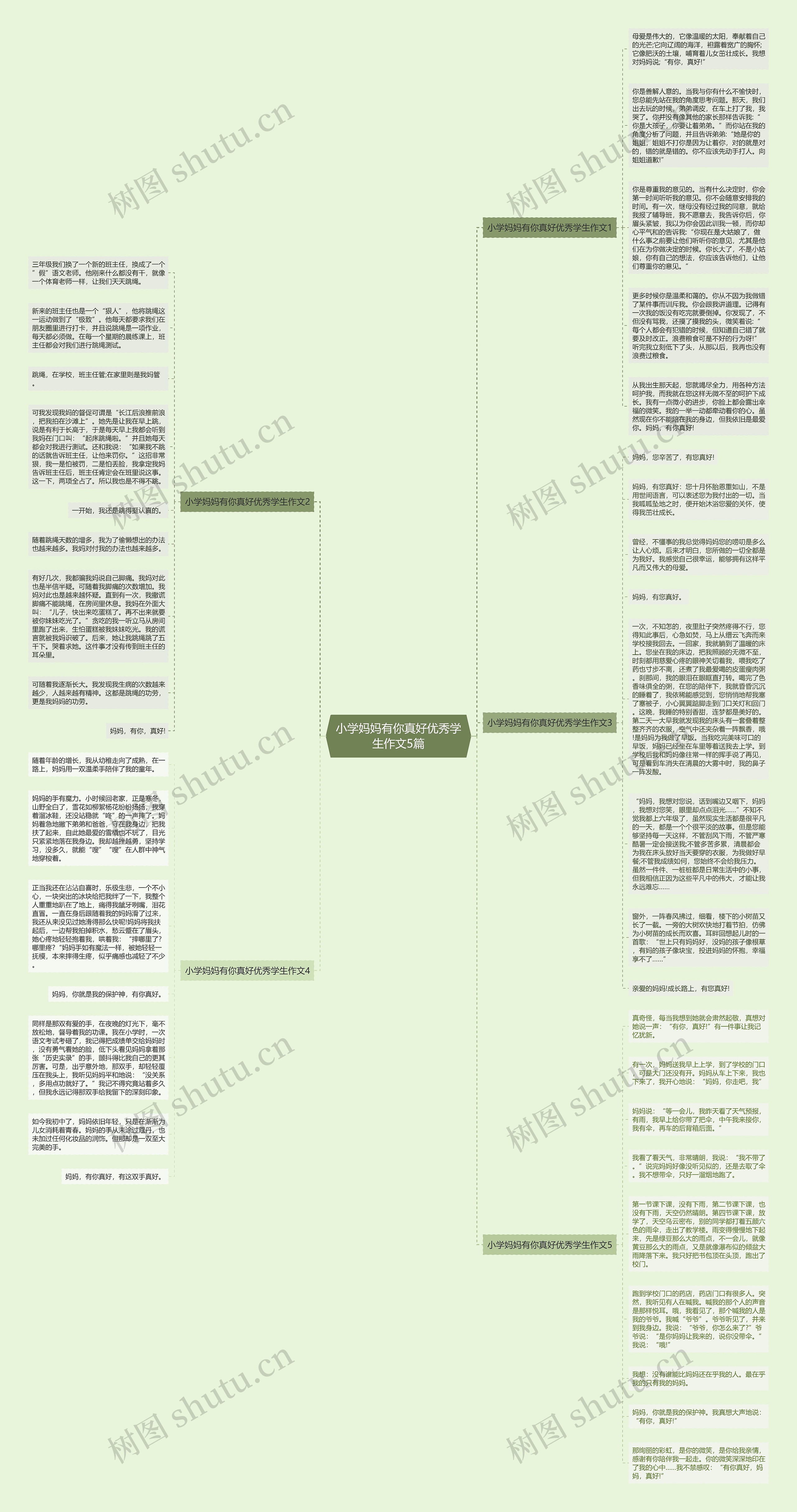 小学妈妈有你真好优秀学生作文5篇思维导图