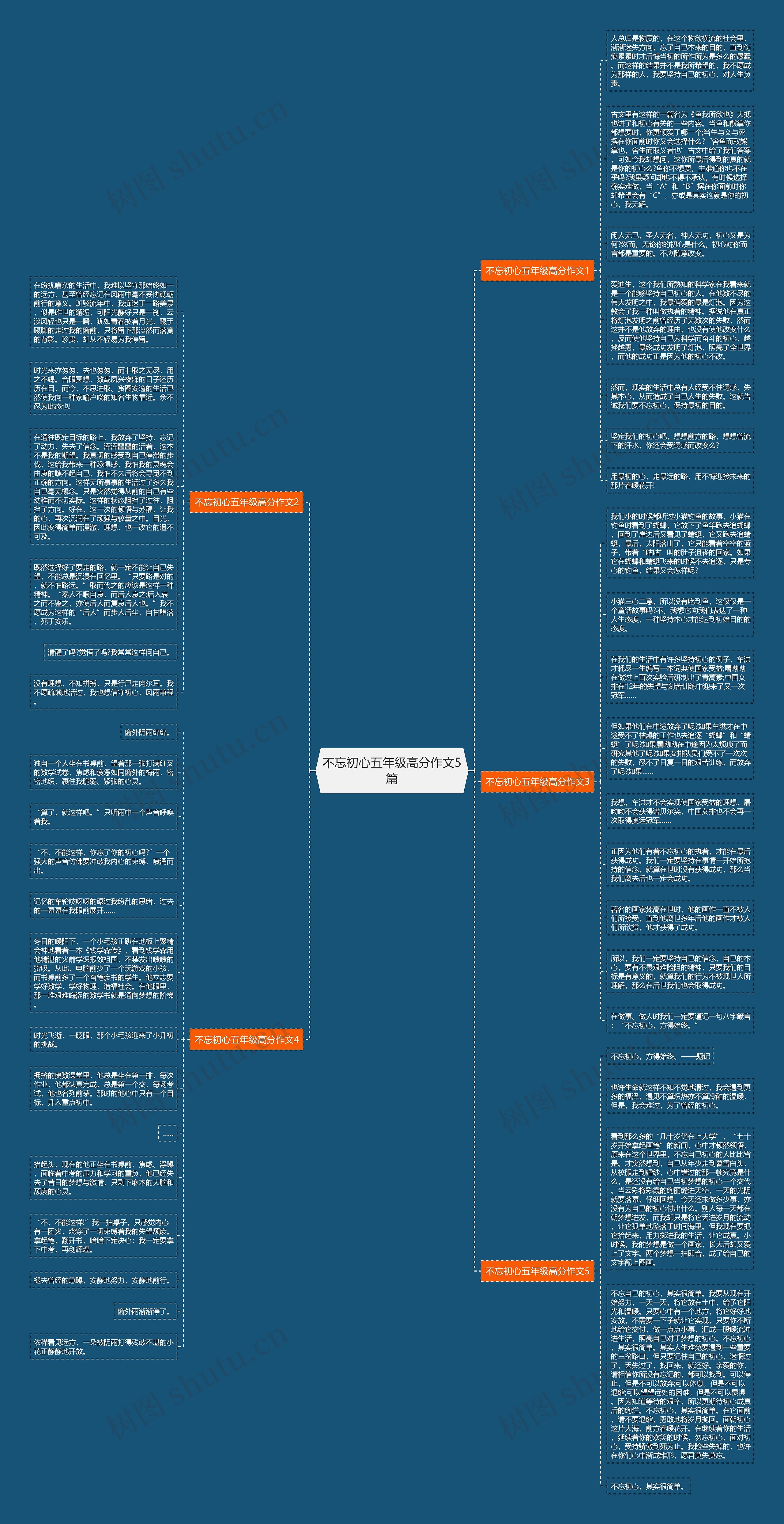不忘初心五年级高分作文5篇思维导图