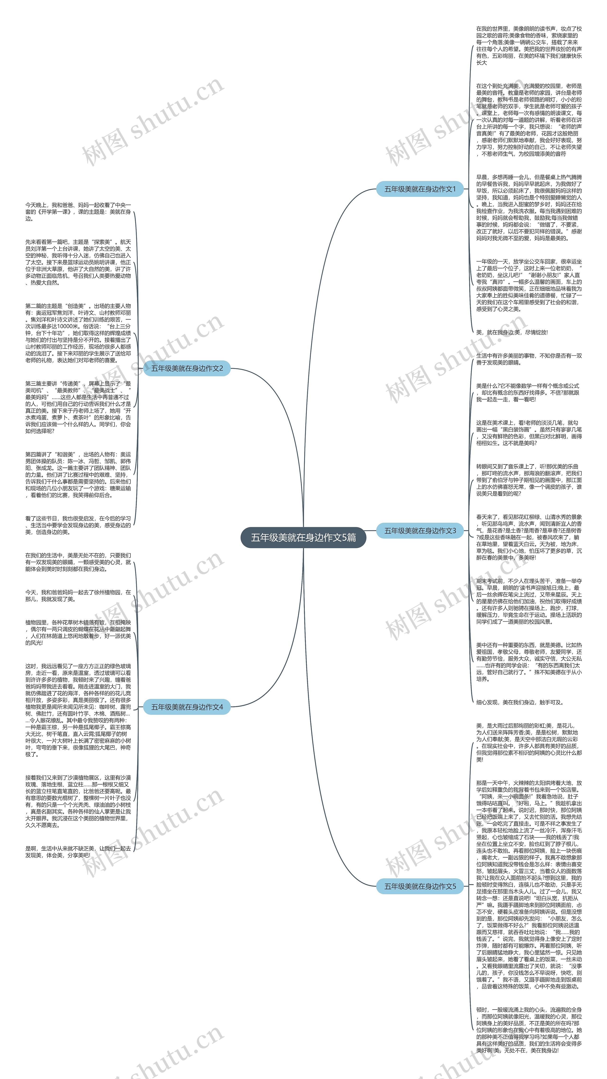 五年级美就在身边作文5篇思维导图