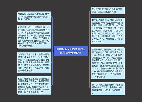 中国企业500强净利润首超美国企业500强 