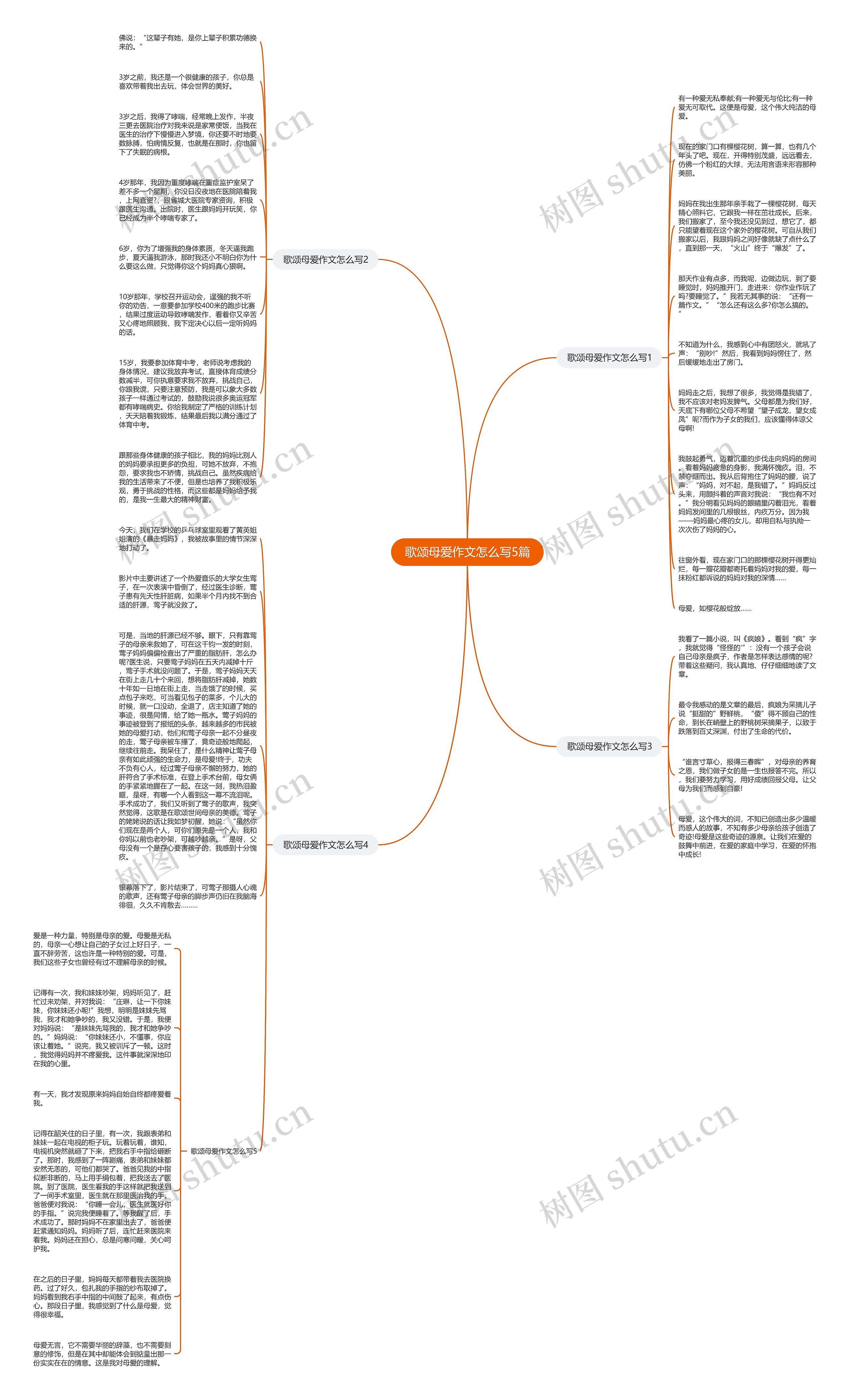 歌颂母爱作文怎么写5篇思维导图