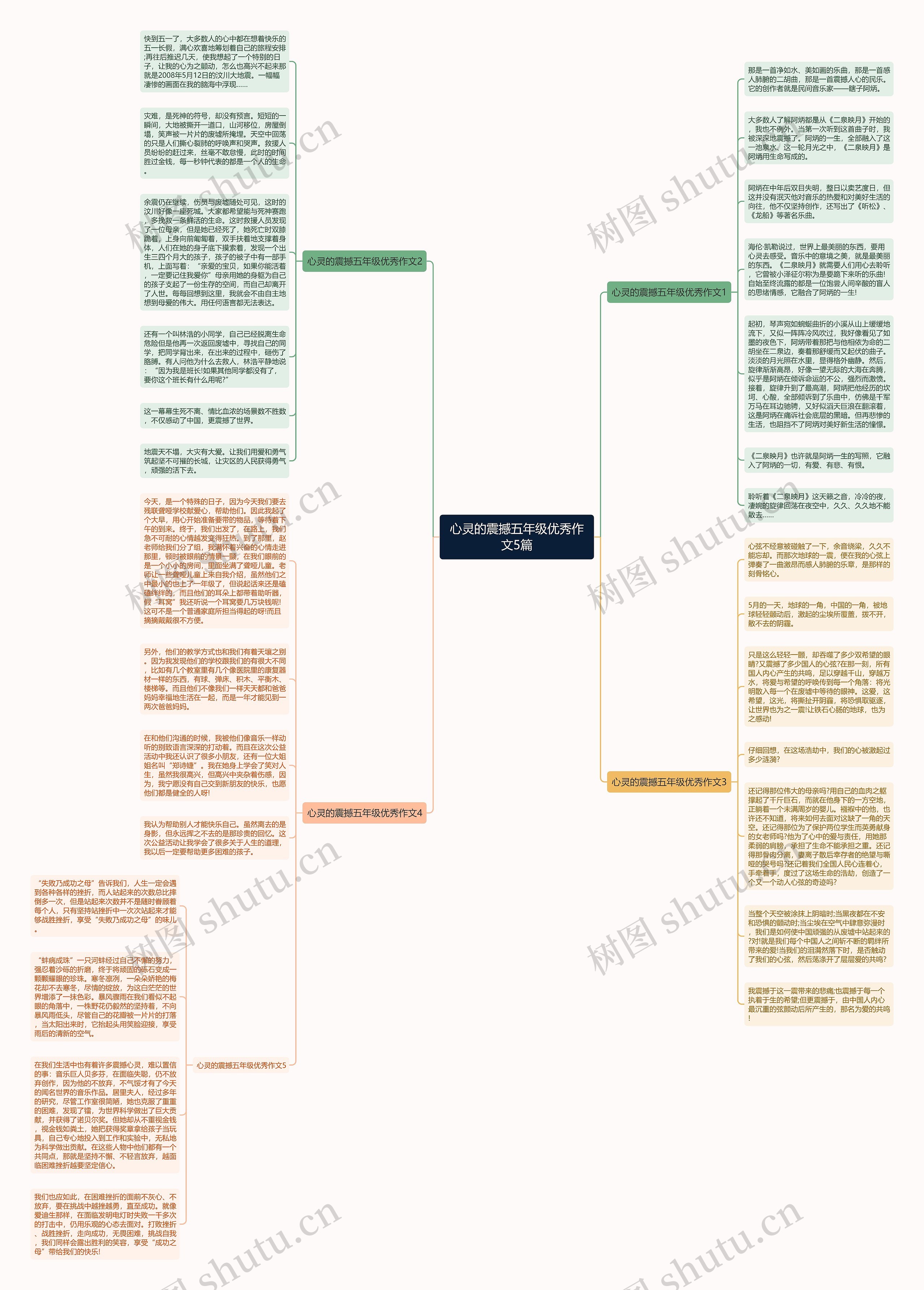 心灵的震撼五年级优秀作文5篇思维导图