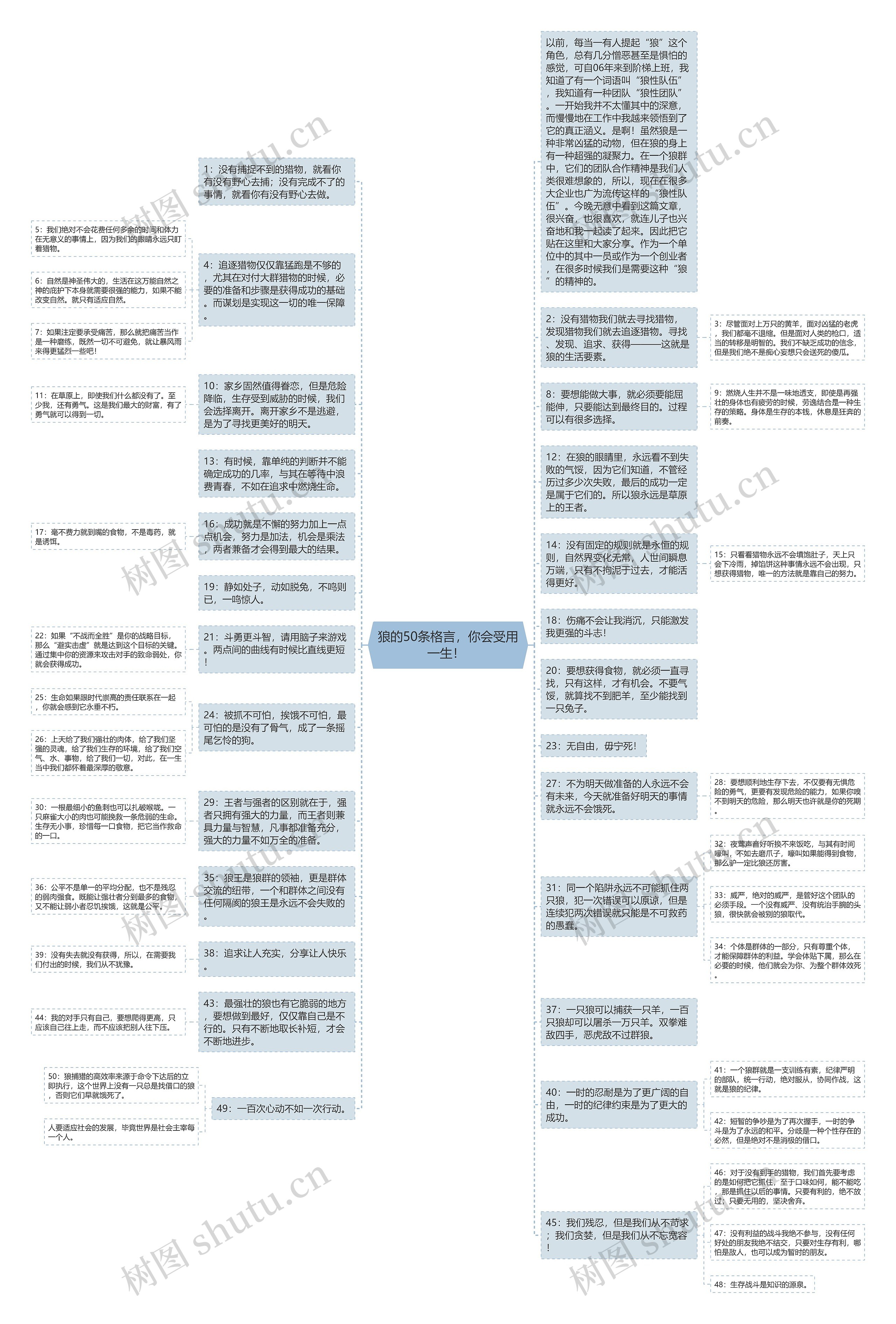 狼的50条格言，你会受用一生！ 思维导图