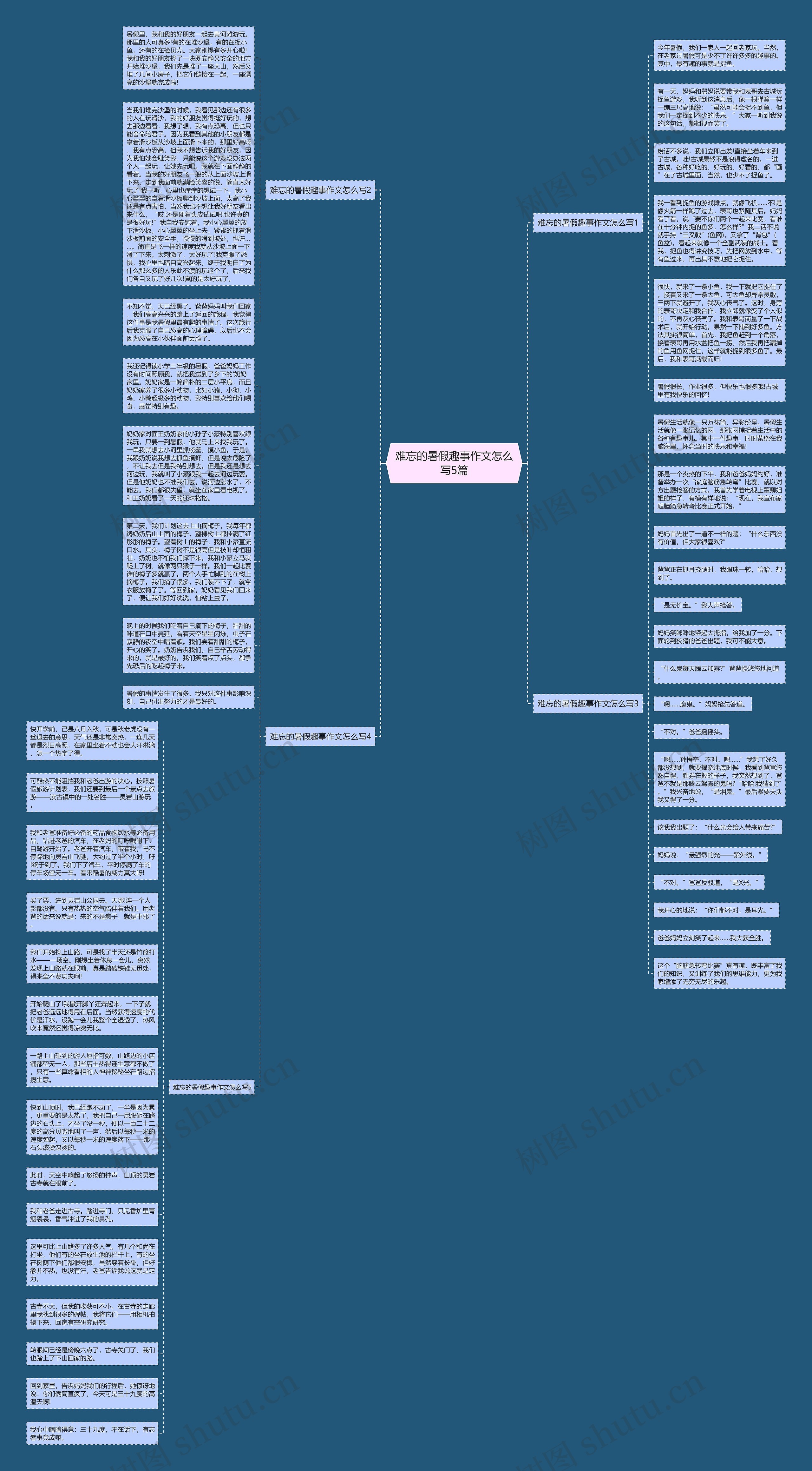 难忘的暑假趣事作文怎么写5篇思维导图
