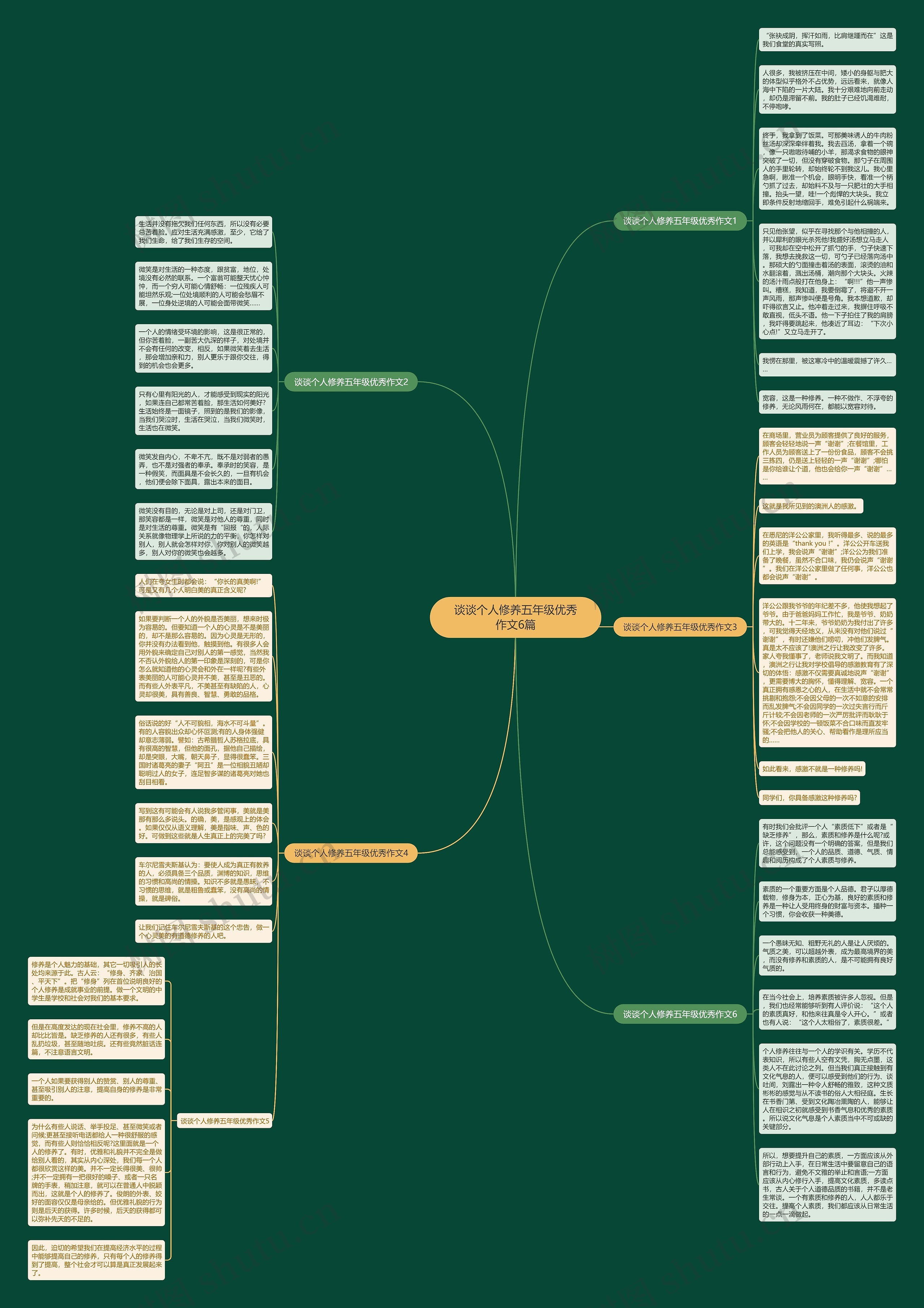 谈谈个人修养五年级优秀作文6篇思维导图