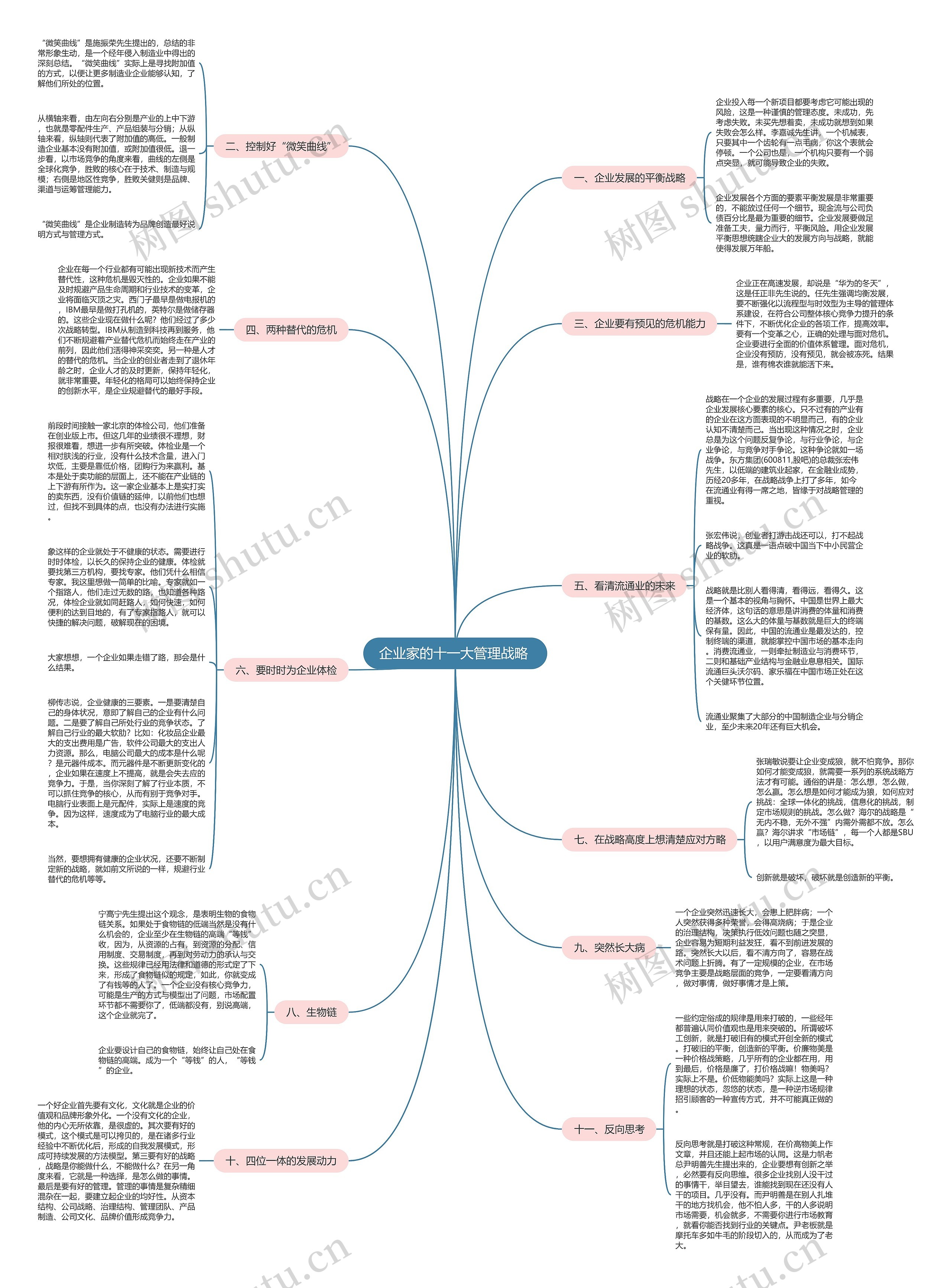 企业家的十一大管理战略 思维导图
