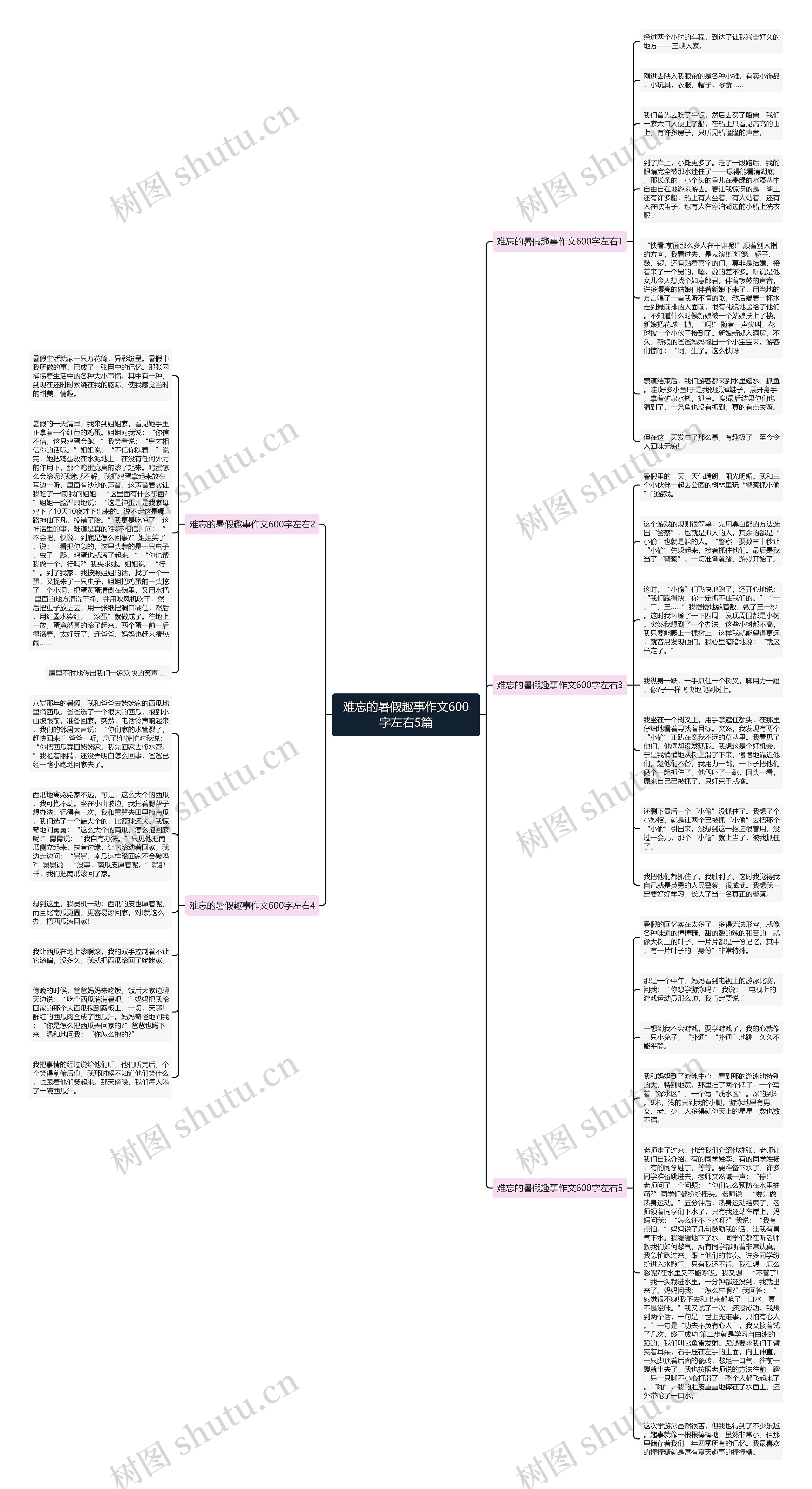 难忘的暑假趣事作文600字左右5篇思维导图