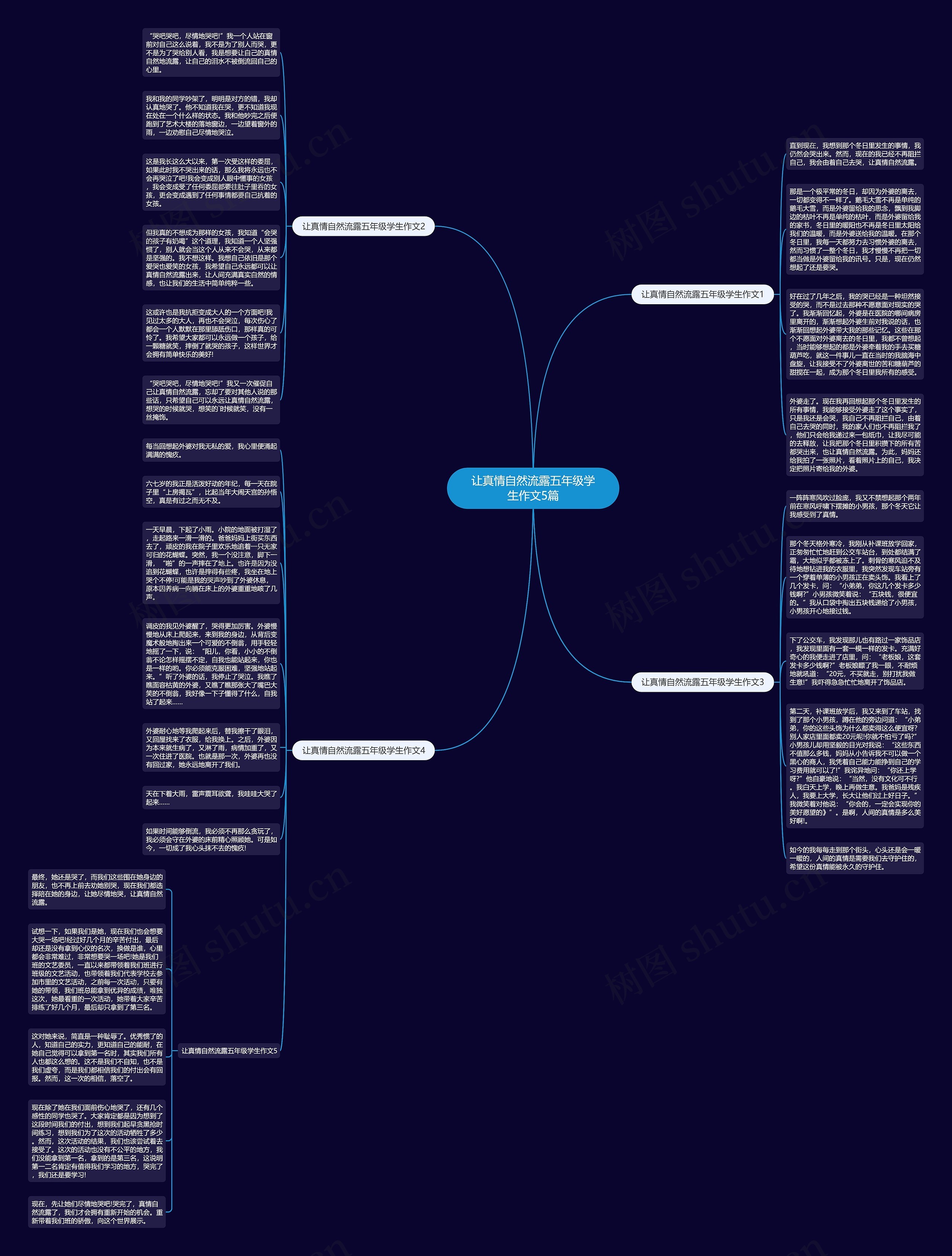 让真情自然流露五年级学生作文5篇思维导图
