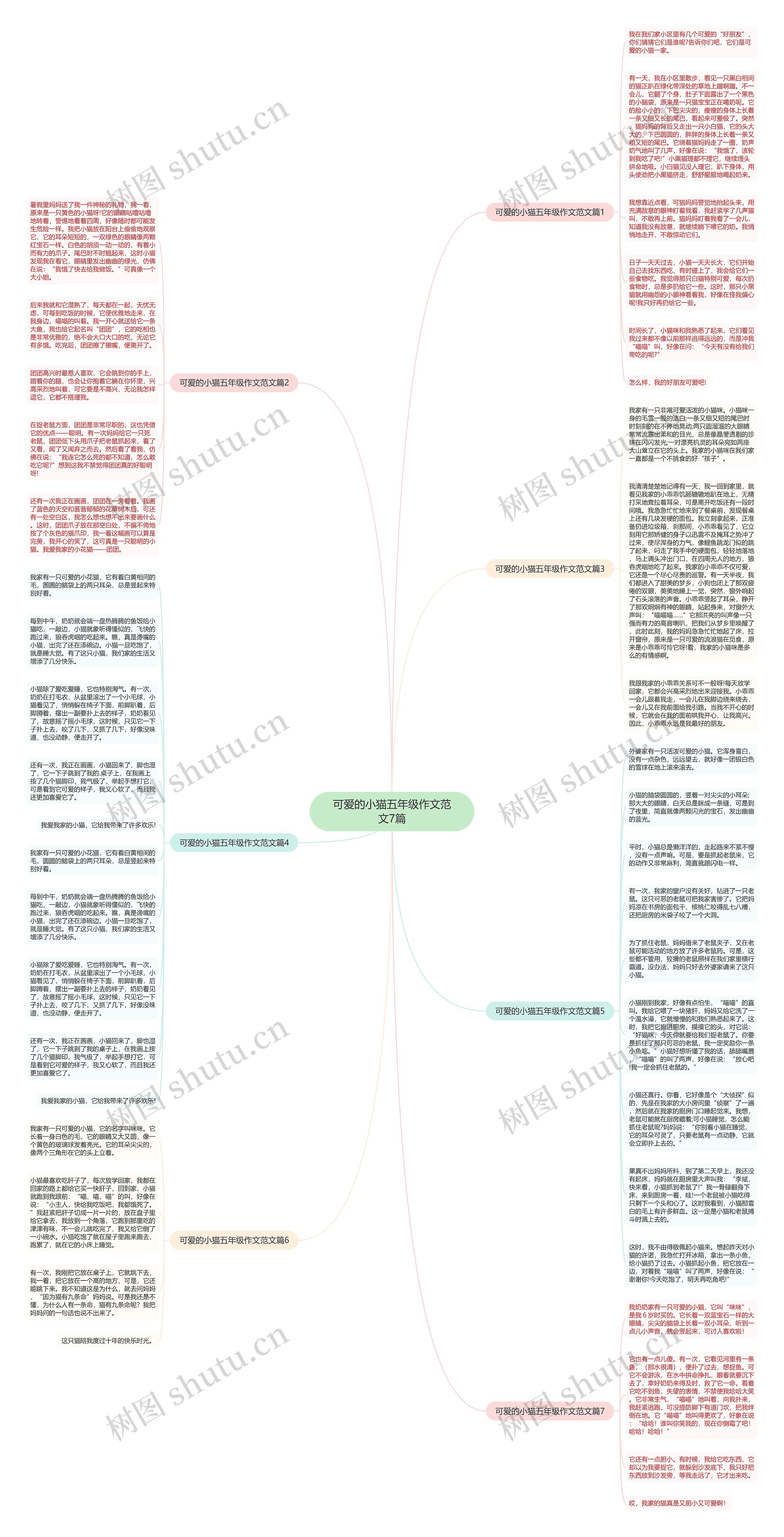 可爱的小猫五年级作文范文7篇思维导图