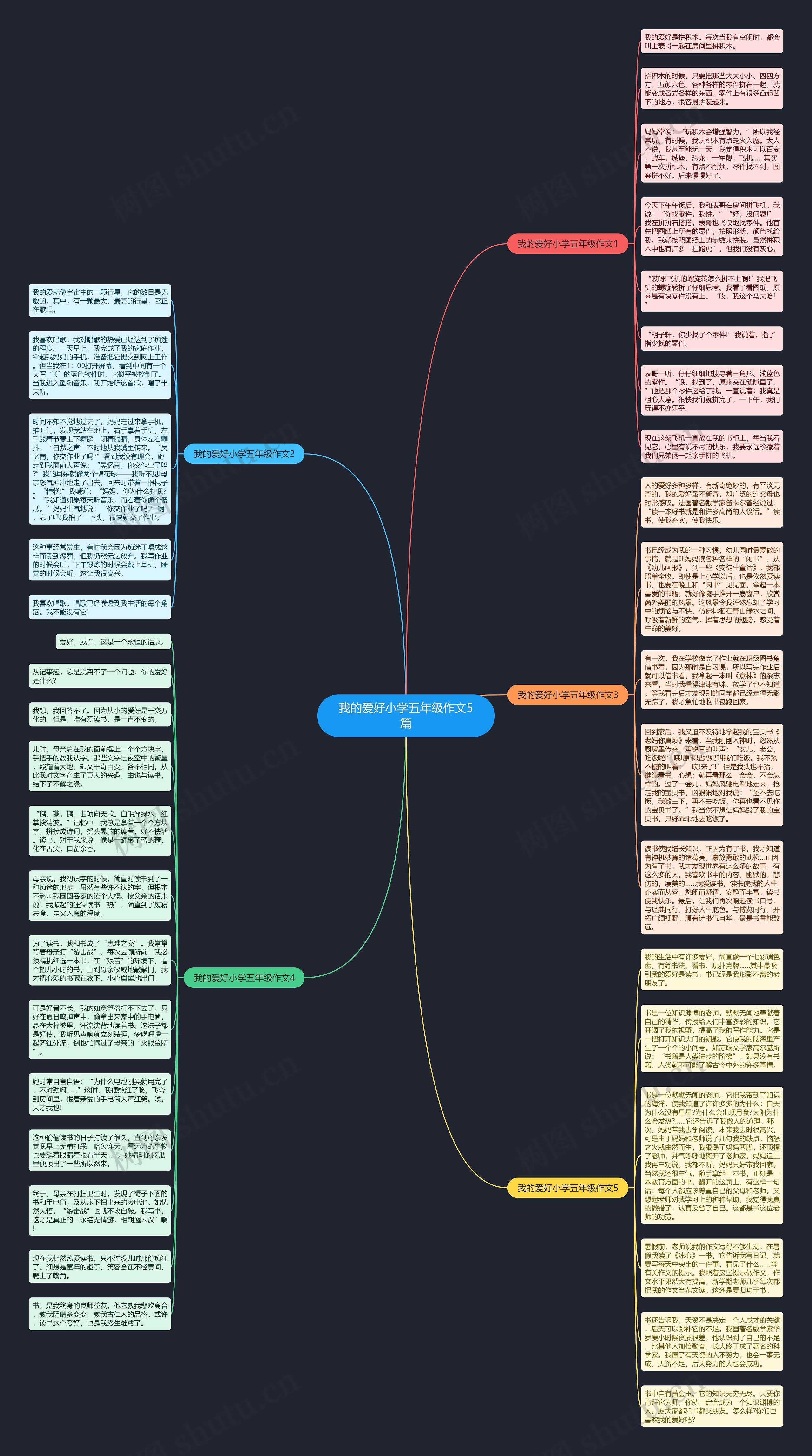 我的爱好小学五年级作文5篇思维导图
