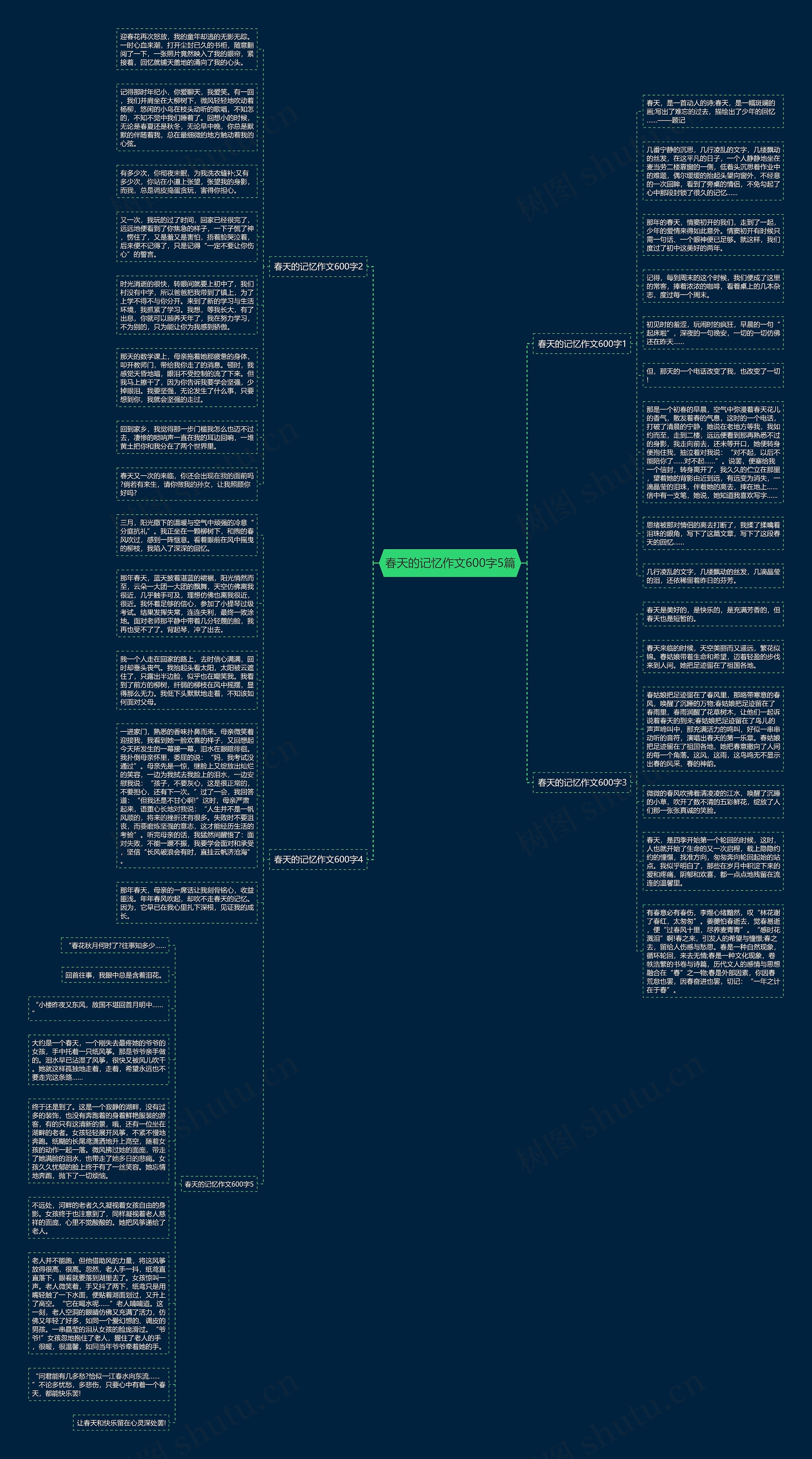 春天的记忆作文600字5篇思维导图