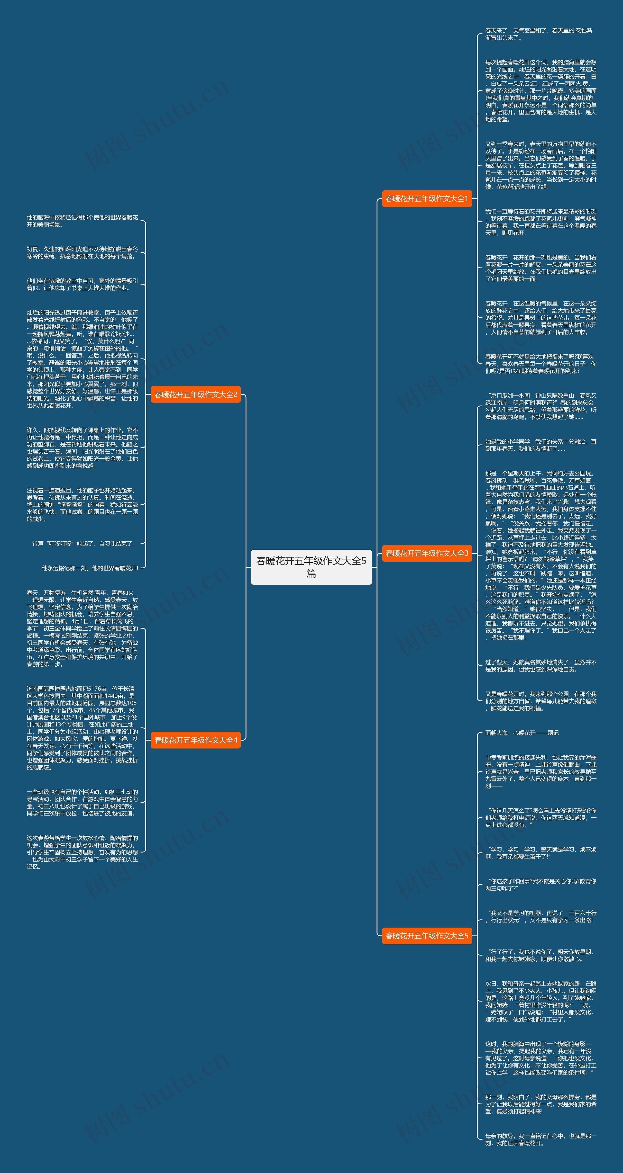 春暖花开五年级作文大全5篇思维导图