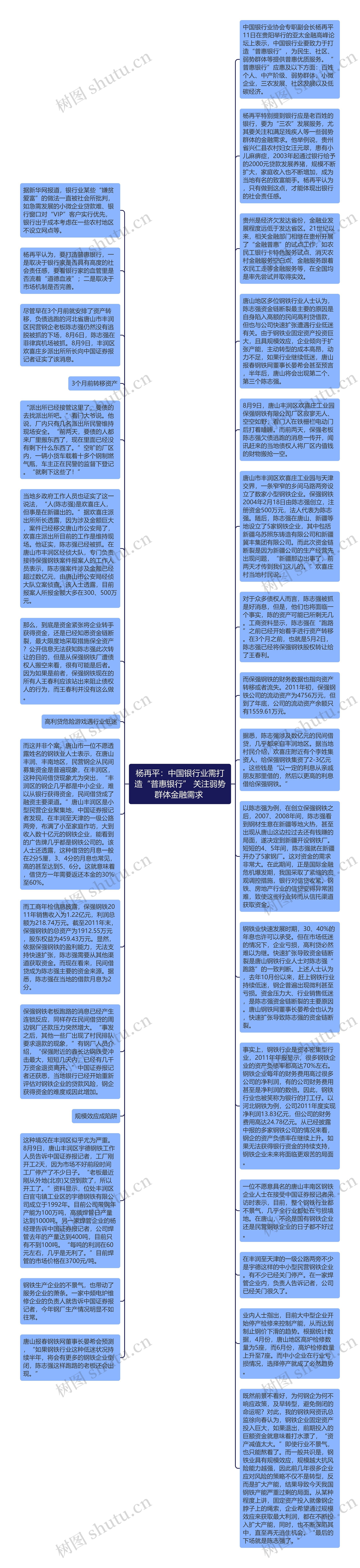 杨再平：中国银行业需打造“普惠银行” 关注弱势群体金融需求 思维导图