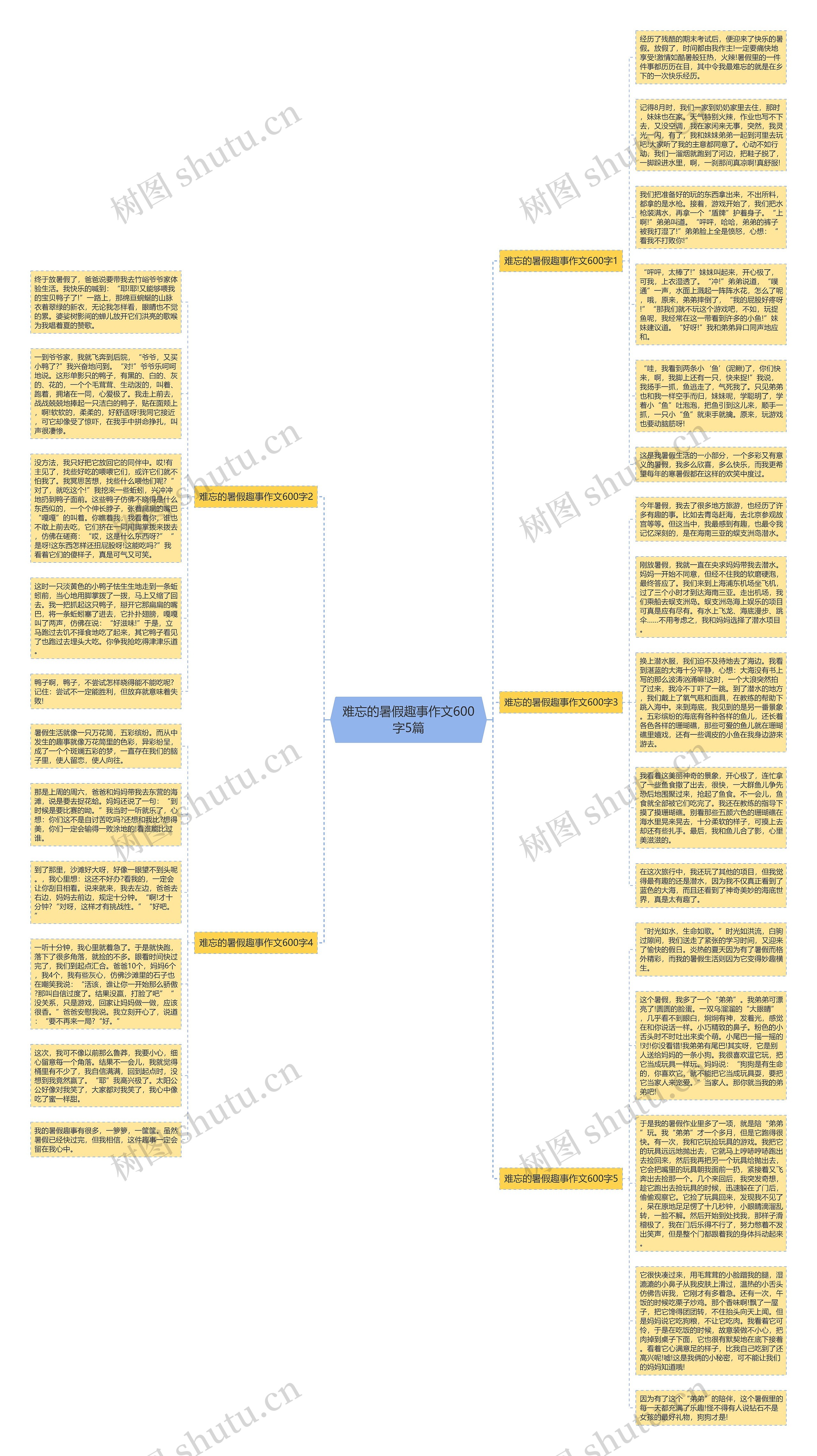 难忘的暑假趣事作文600字5篇思维导图