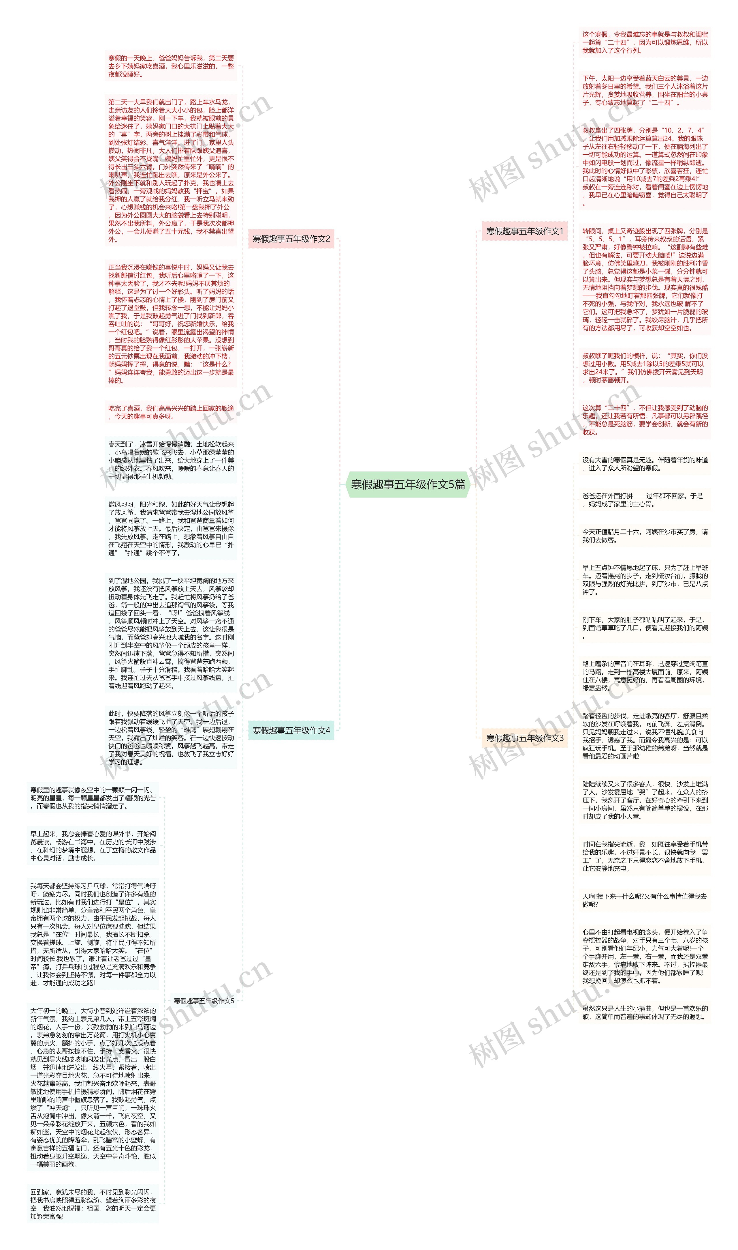 寒假趣事五年级作文5篇思维导图
