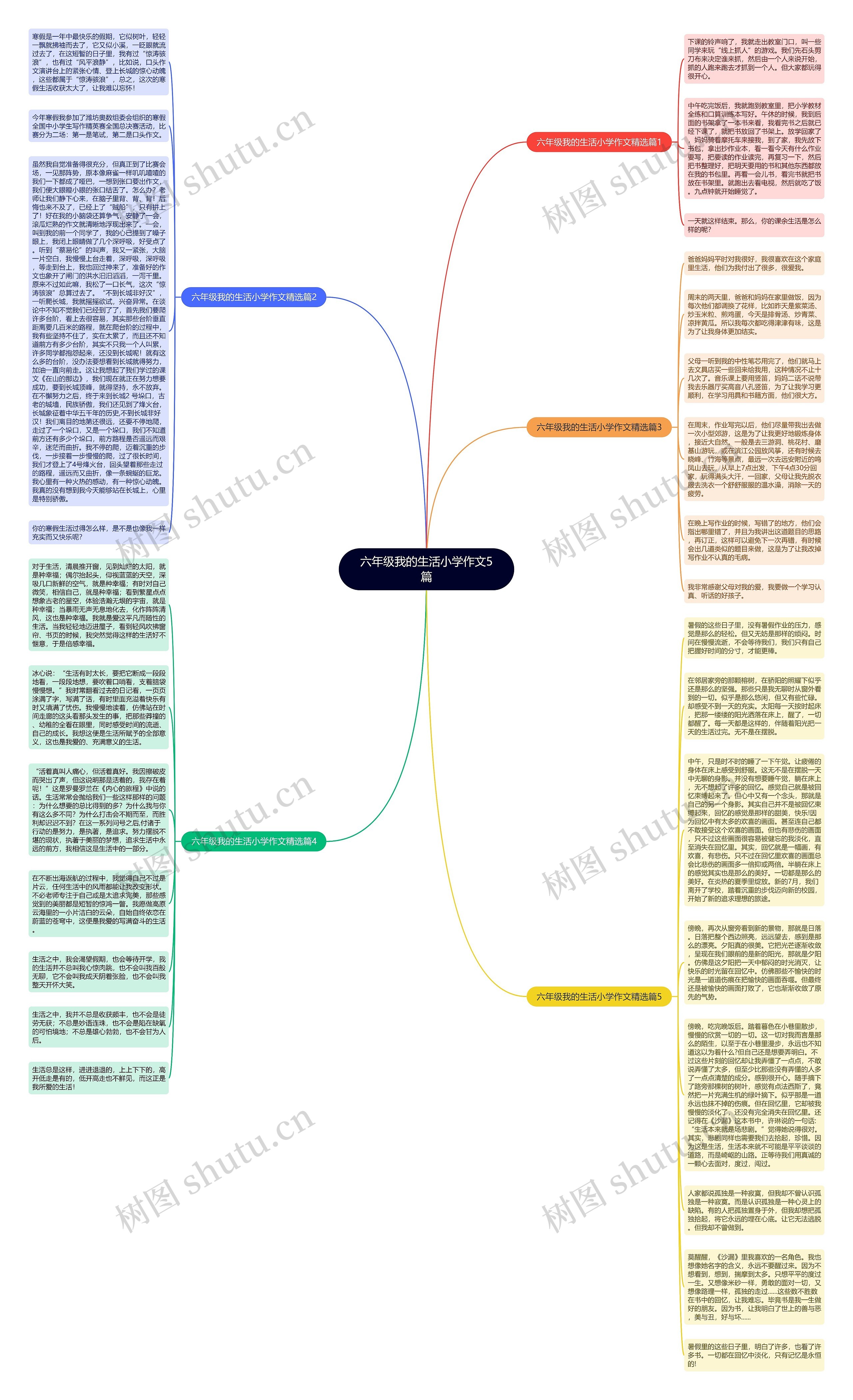 六年级我的生活小学作文5篇思维导图