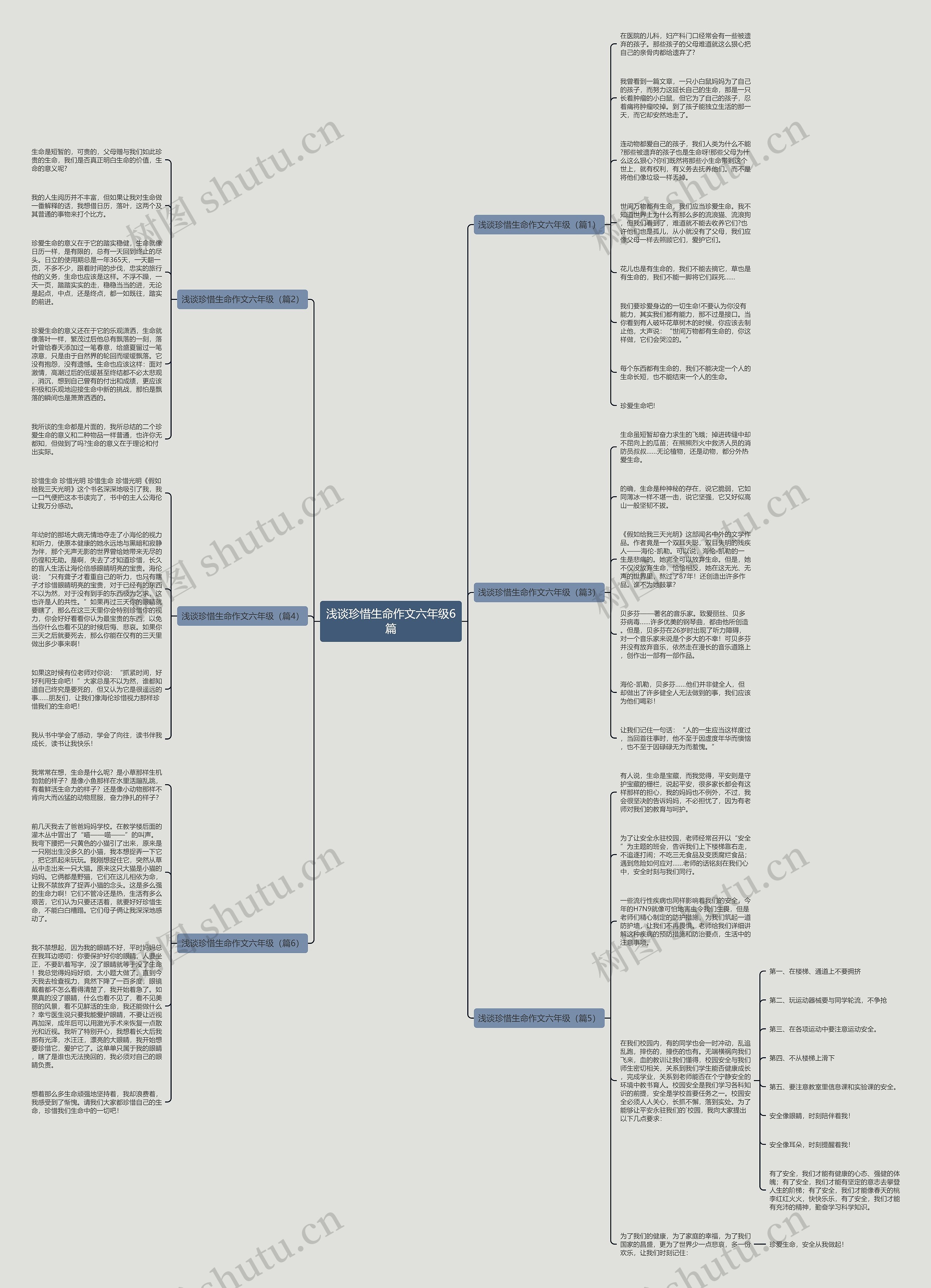 浅谈珍惜生命作文六年级6篇思维导图