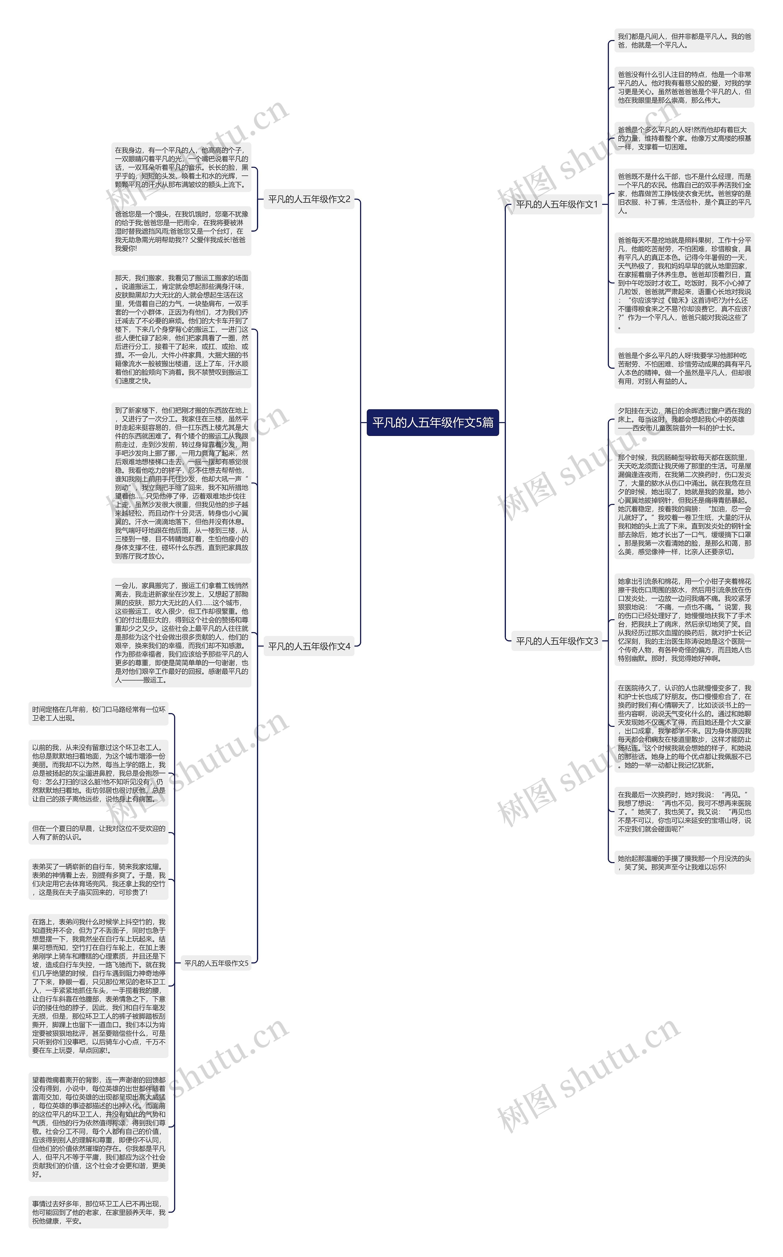 平凡的人五年级作文5篇思维导图
