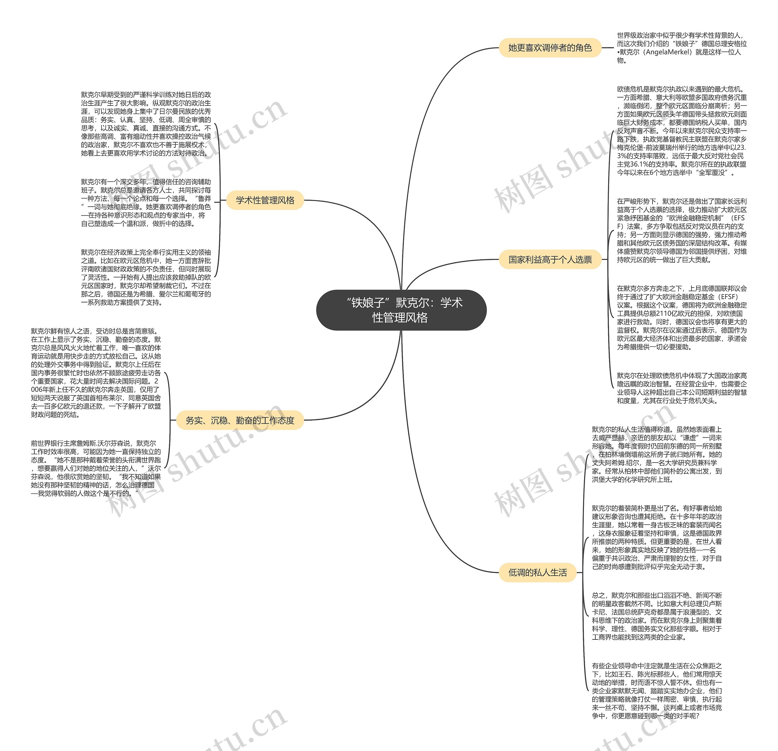 “铁娘子”默克尔：学术性管理风格 思维导图