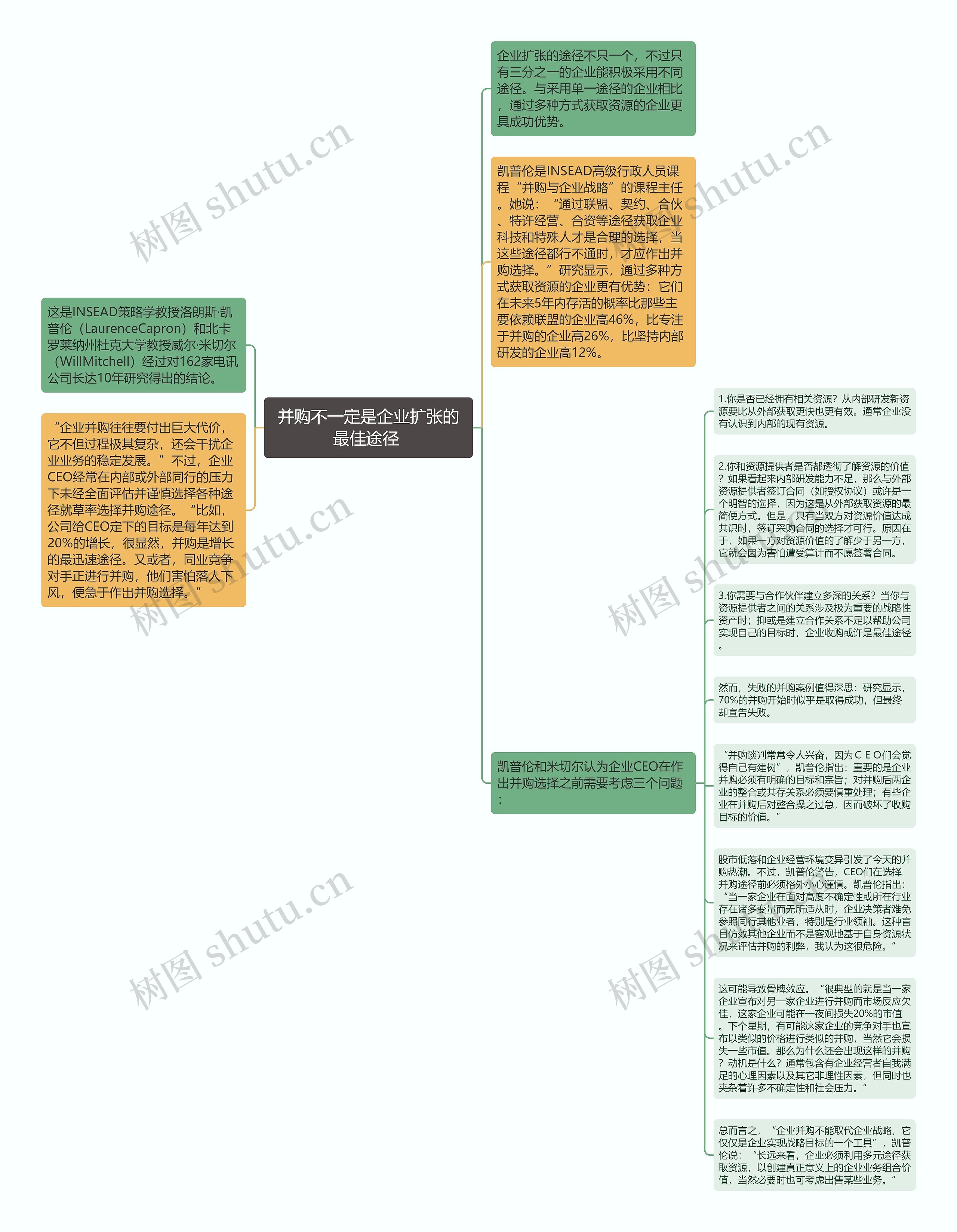 并购不一定是企业扩张的最佳途径 思维导图