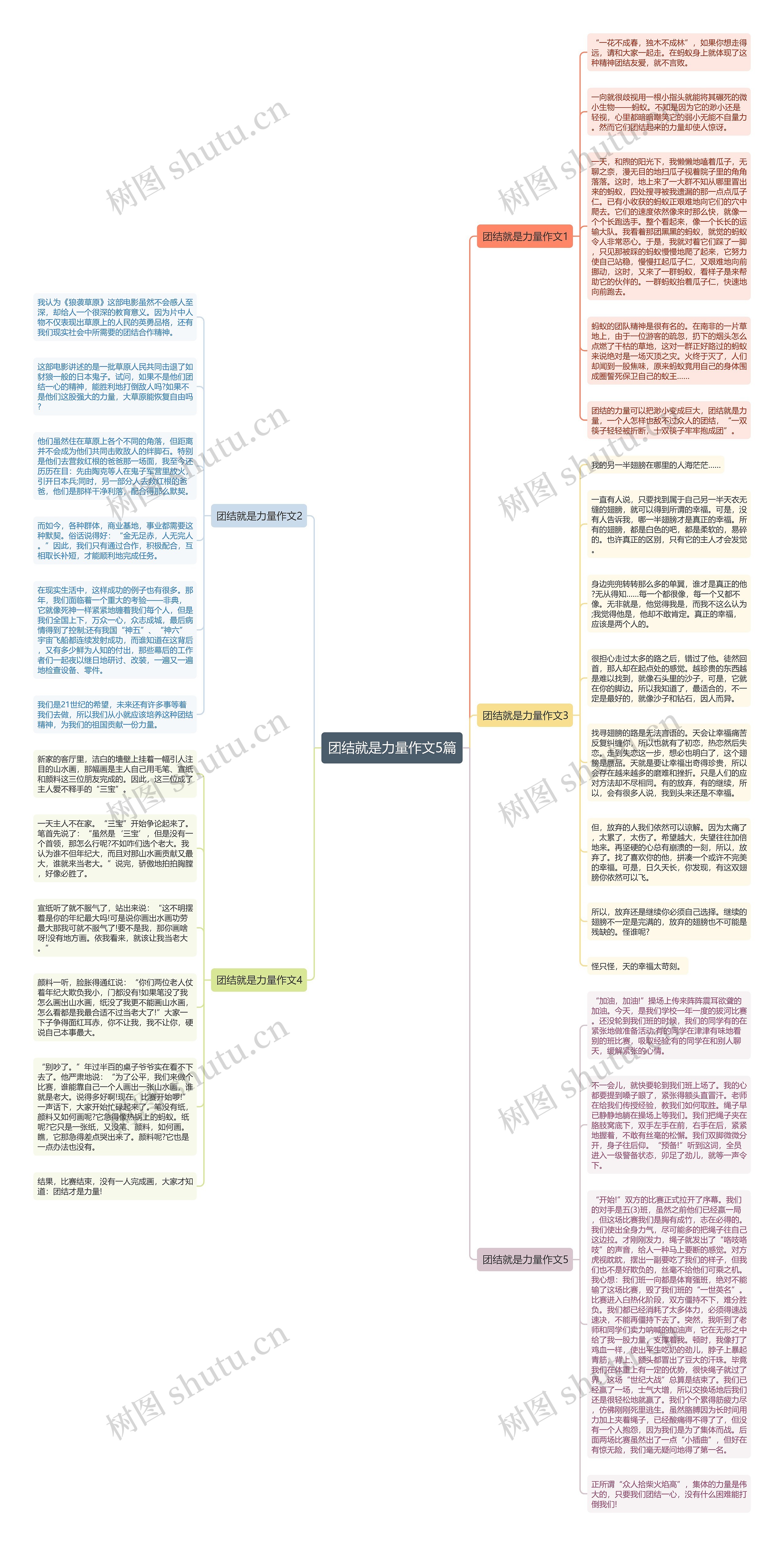 团结就是力量作文5篇思维导图高清图 团结就是力量作文5篇思维导图
