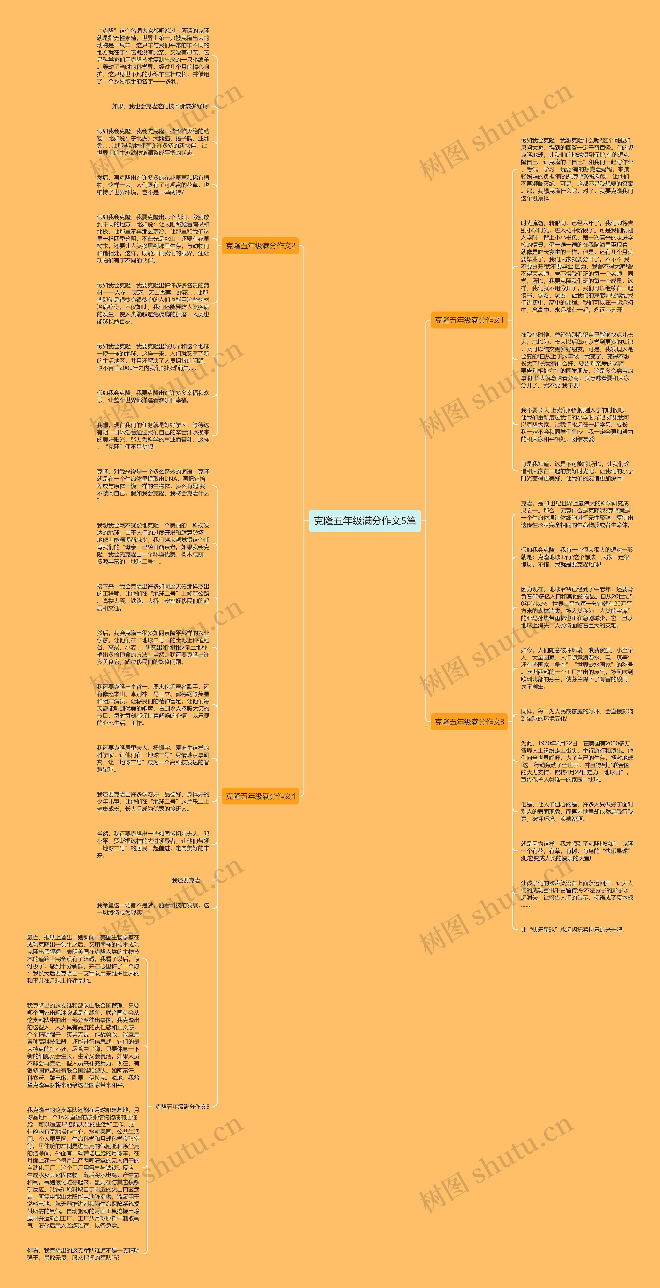 克隆五年级满分作文5篇思维导图
