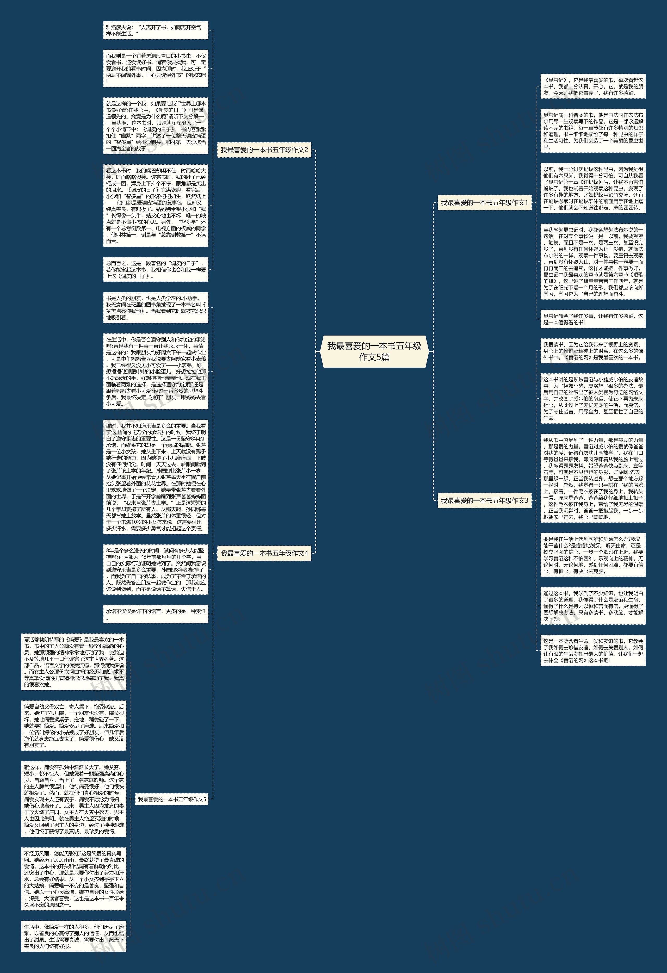 我最喜爱的一本书五年级作文5篇思维导图