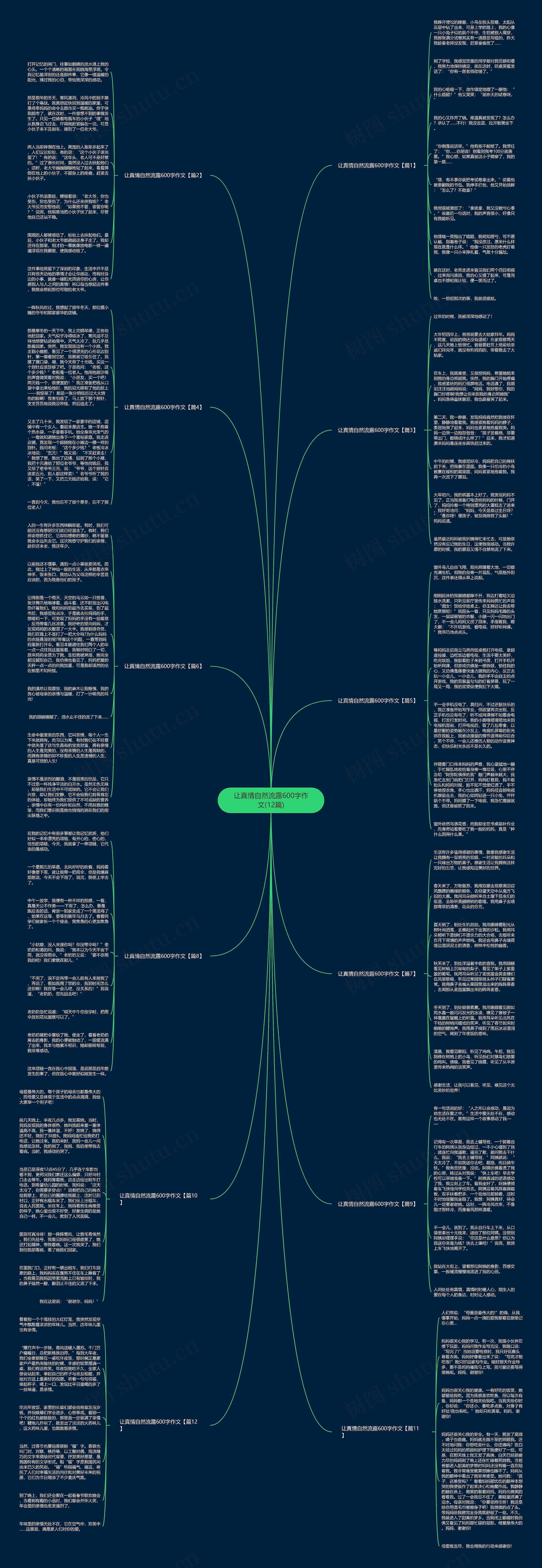 让真情自然流露600字作文(12篇)思维导图