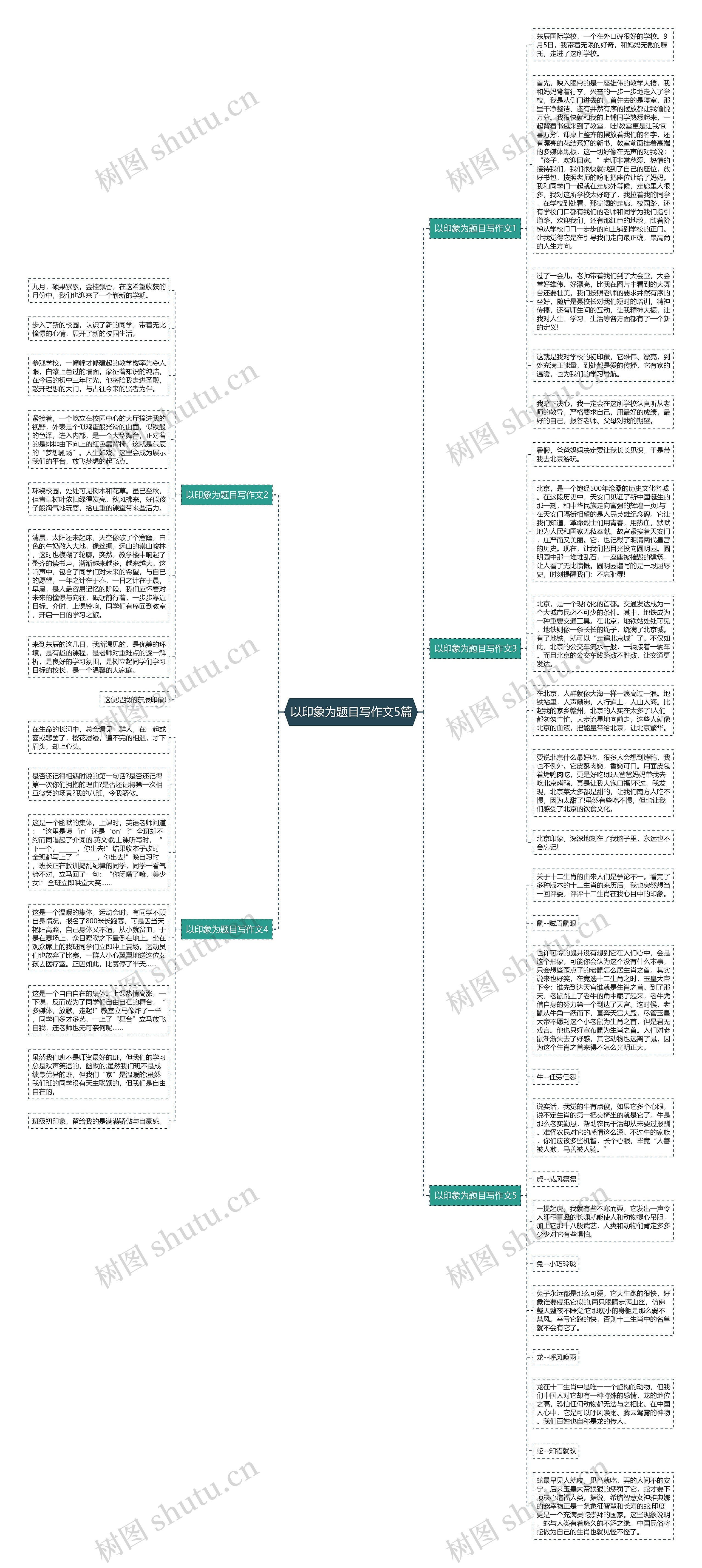 以印象为题目写作文5篇思维导图