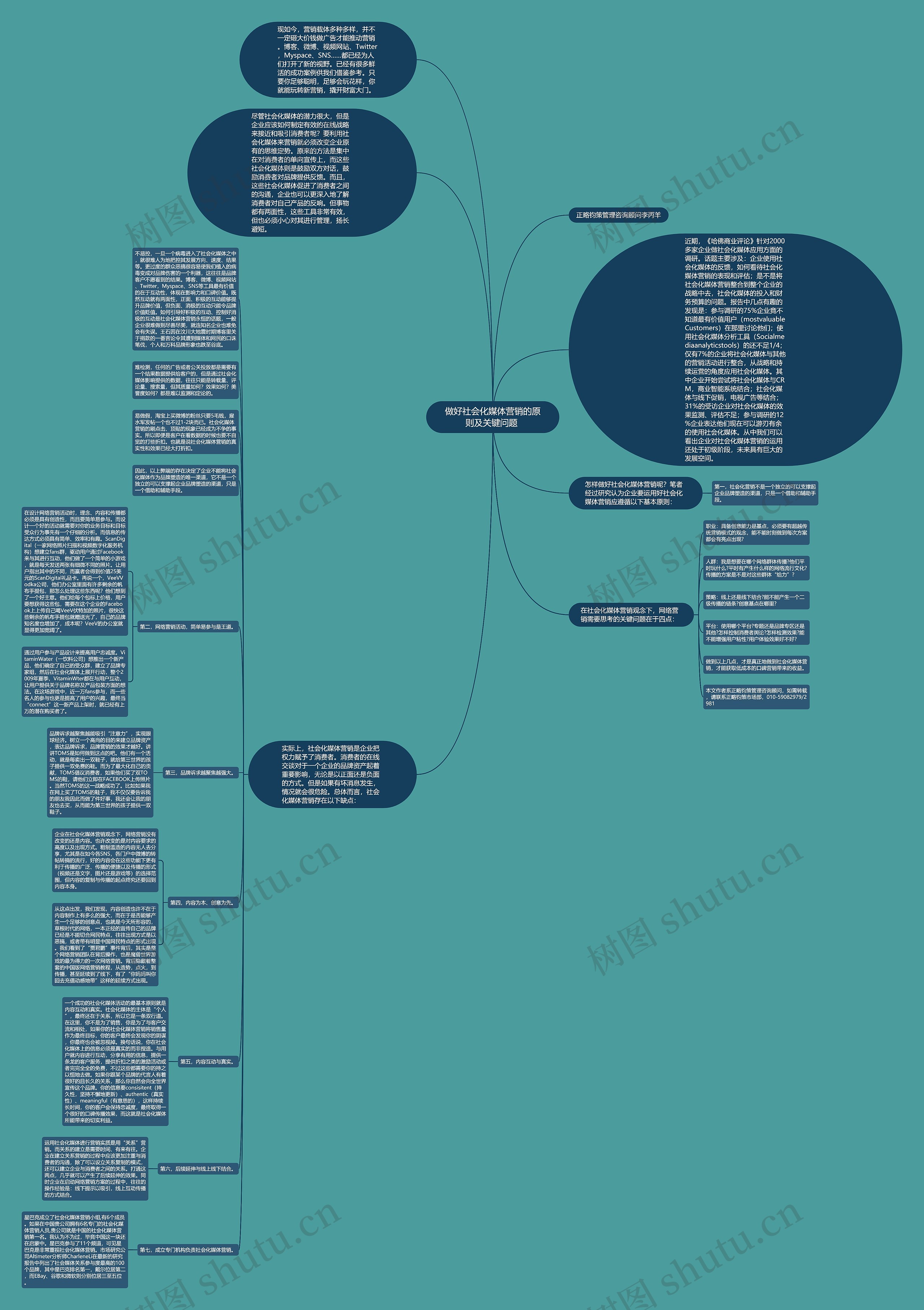 做好社会化媒体营销的原则及关键问题 思维导图