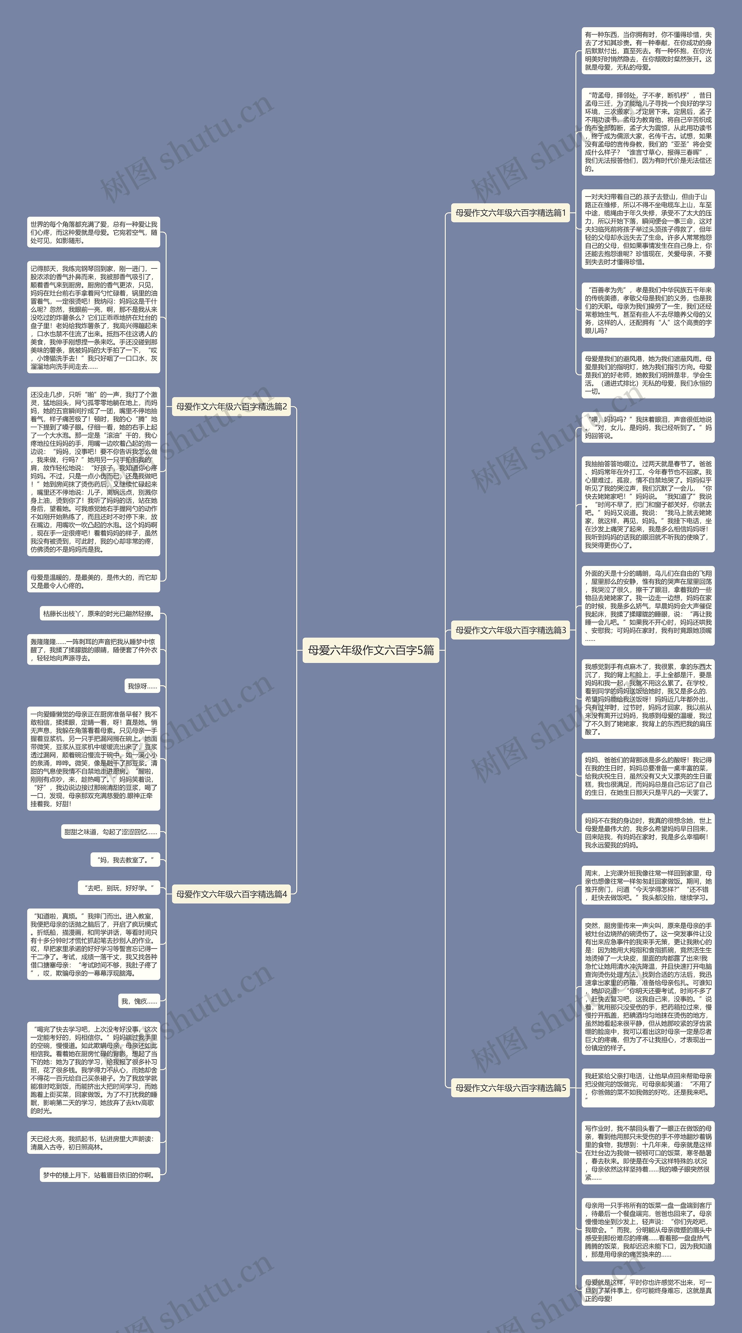母爱六年级作文六百字5篇思维导图