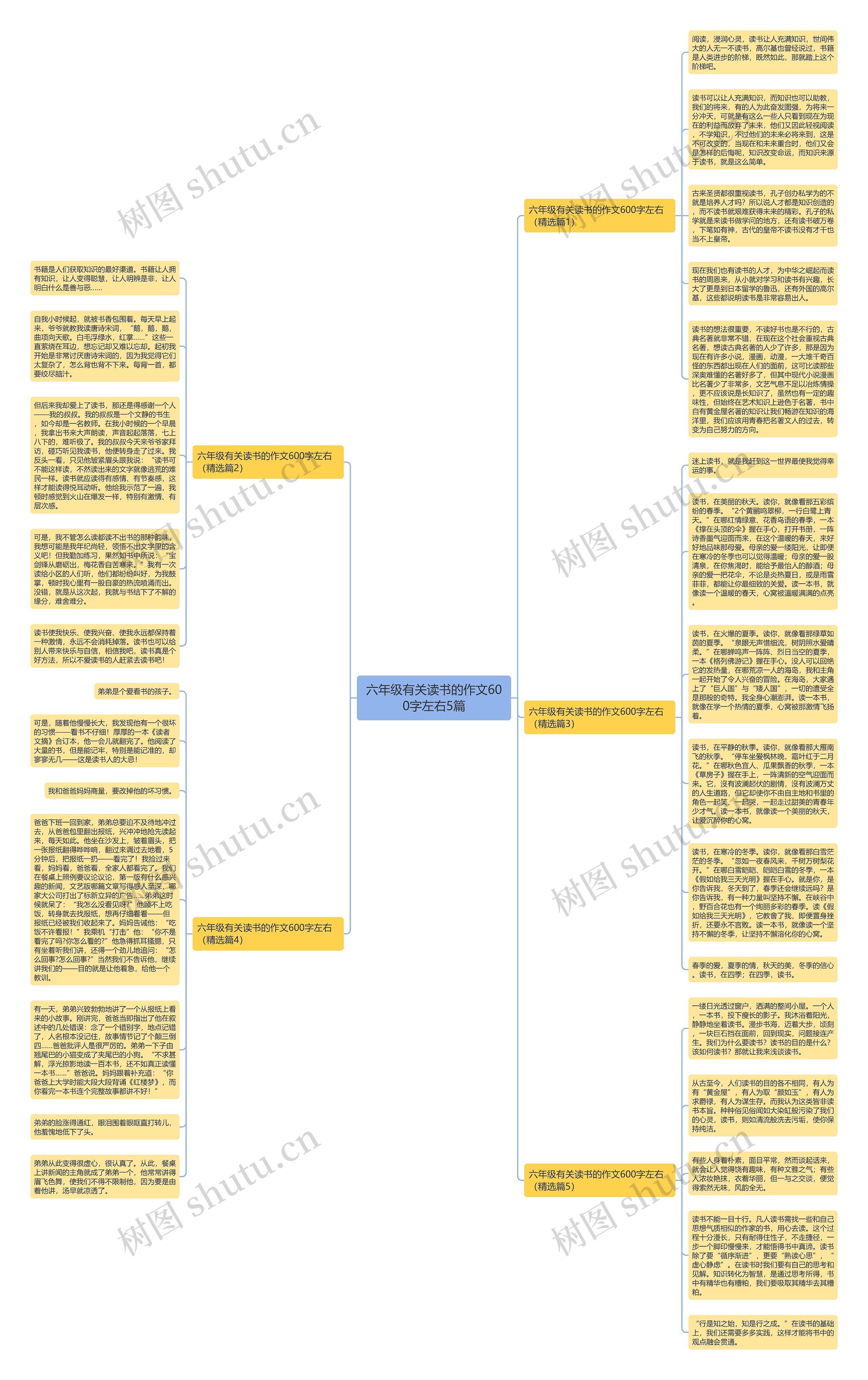 六年级有关读书的作文600字左右5篇思维导图