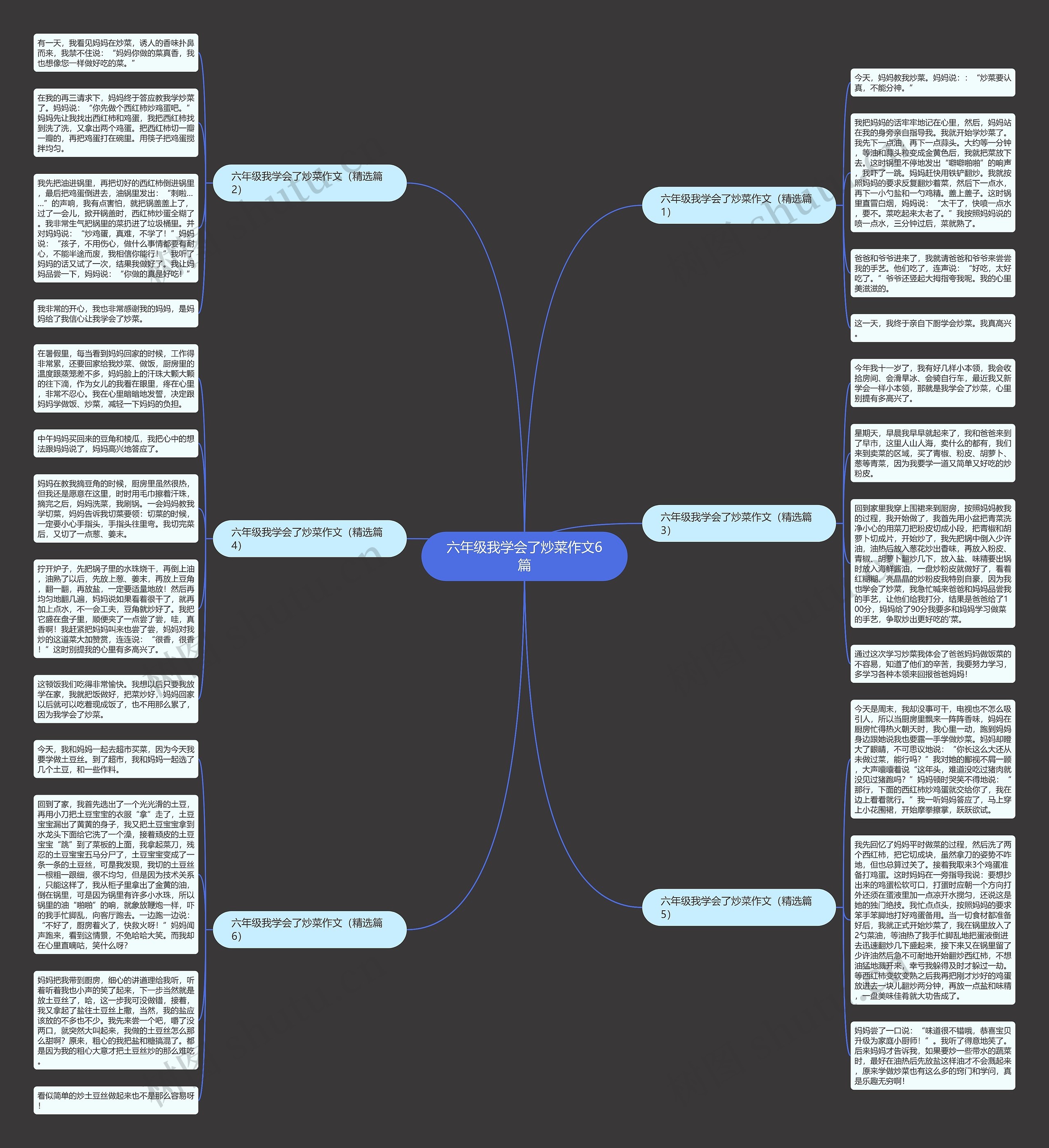 六年级我学会了炒菜作文6篇思维导图