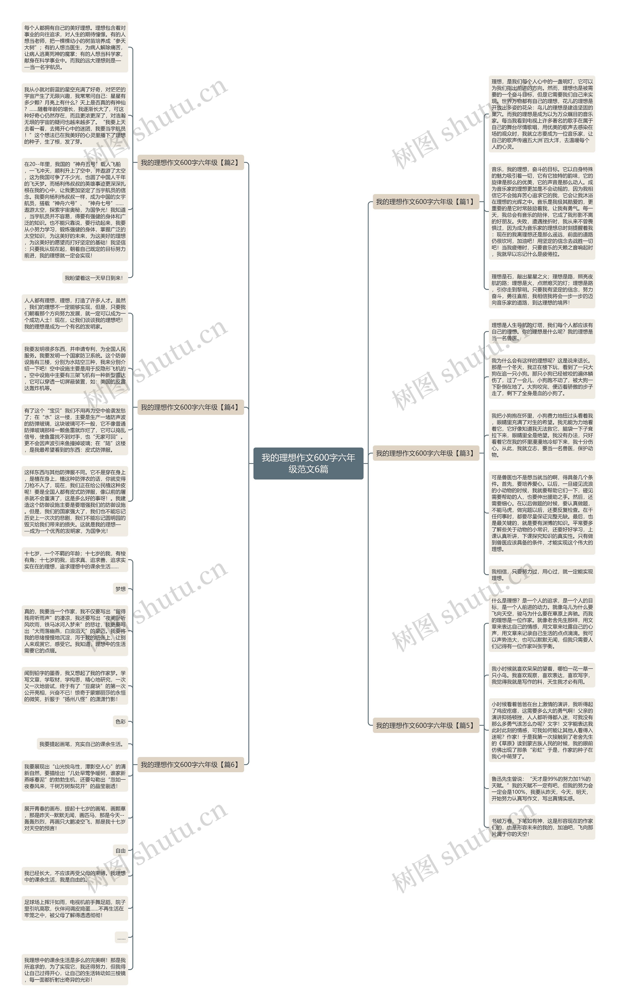 我的理想作文600字六年级范文6篇思维导图