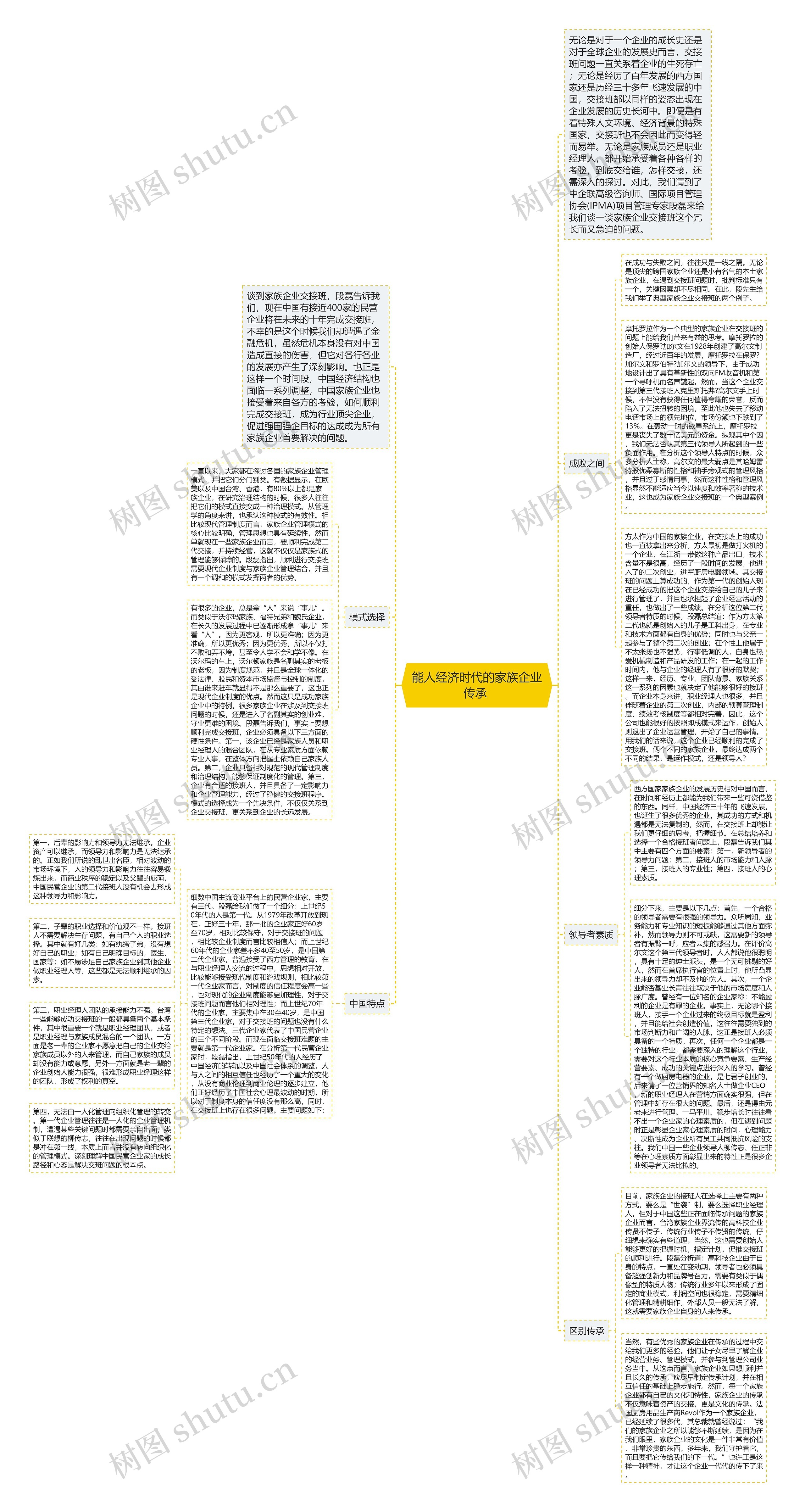 能人经济时代的家族企业传承 思维导图