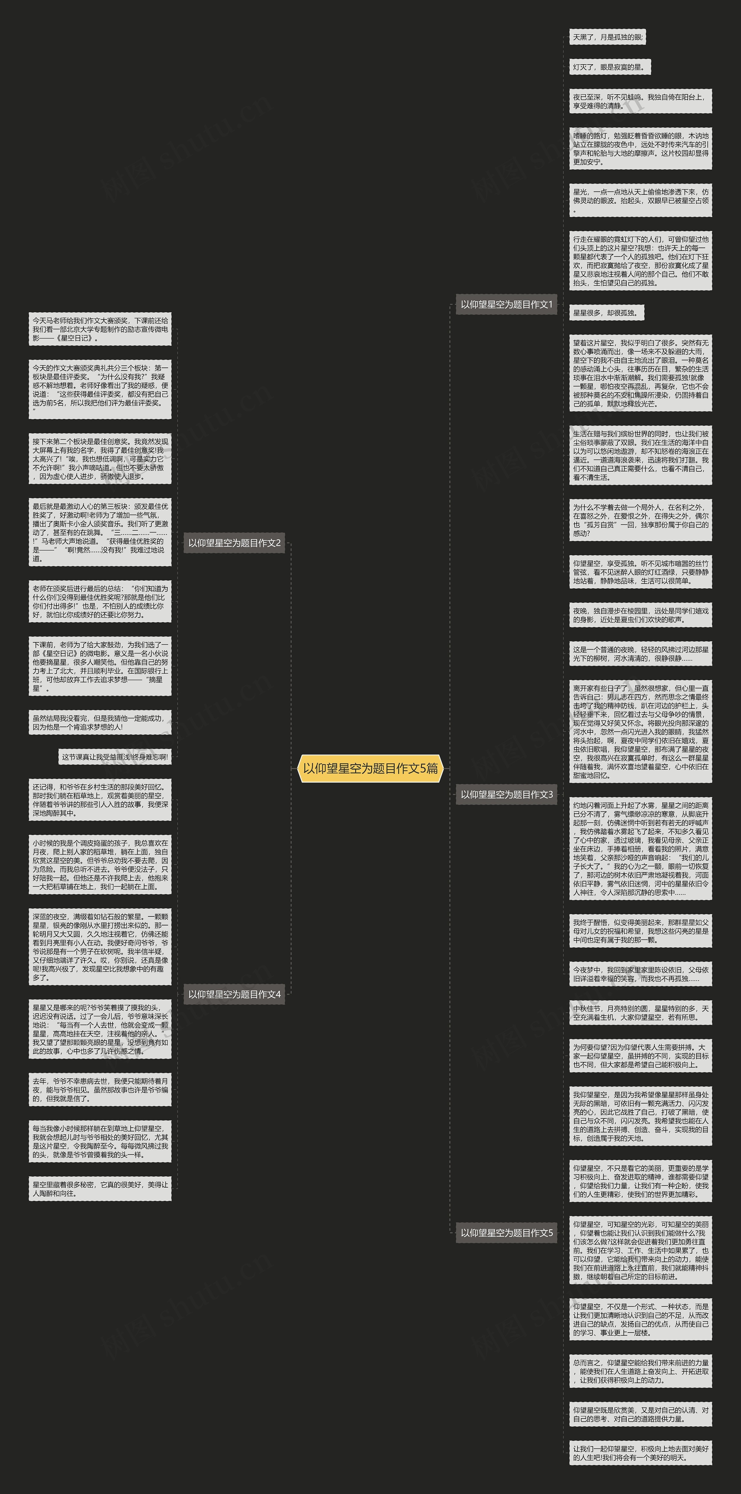 以仰望星空为题目作文5篇思维导图