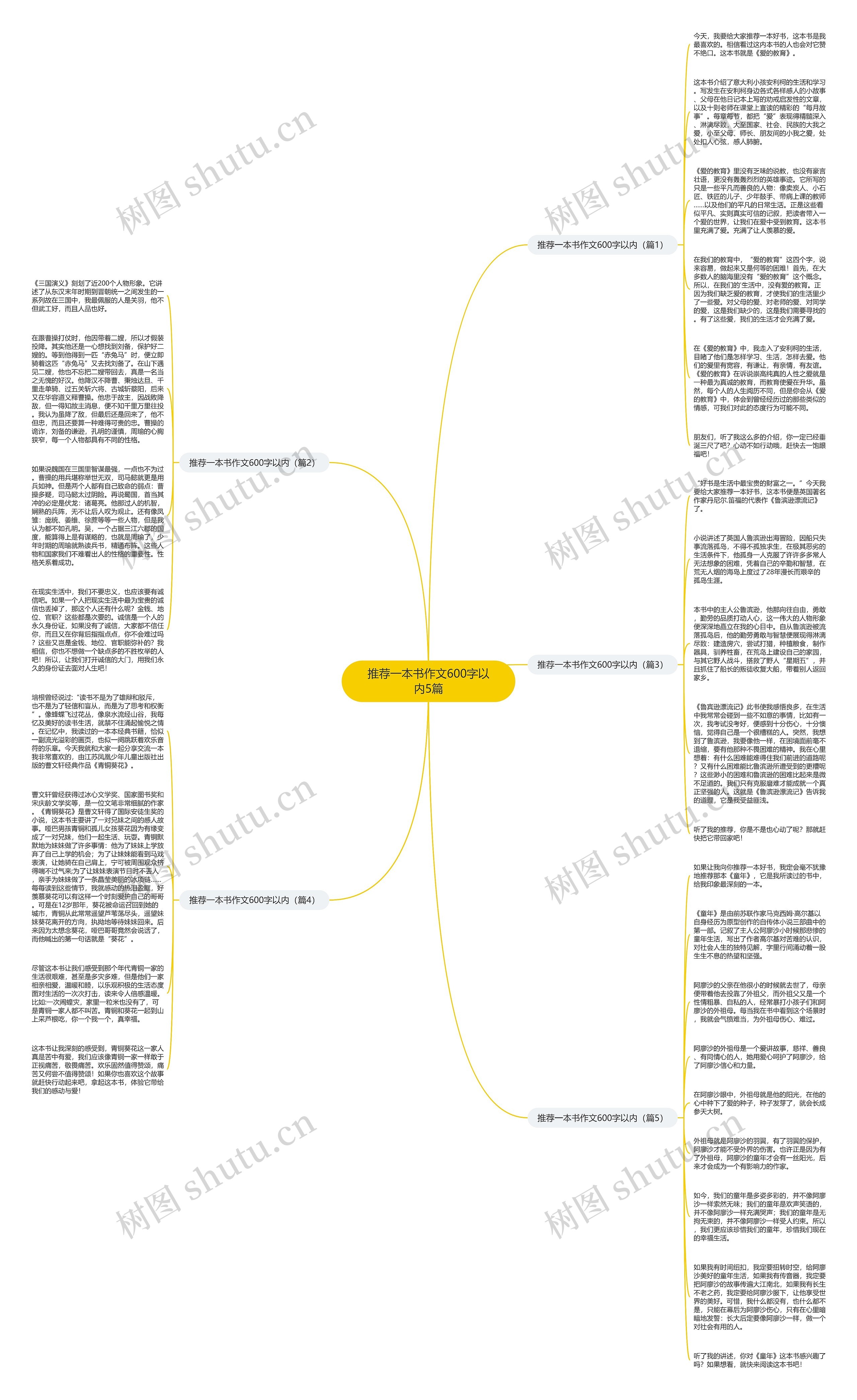 推荐一本书作文600字以内5篇思维导图
