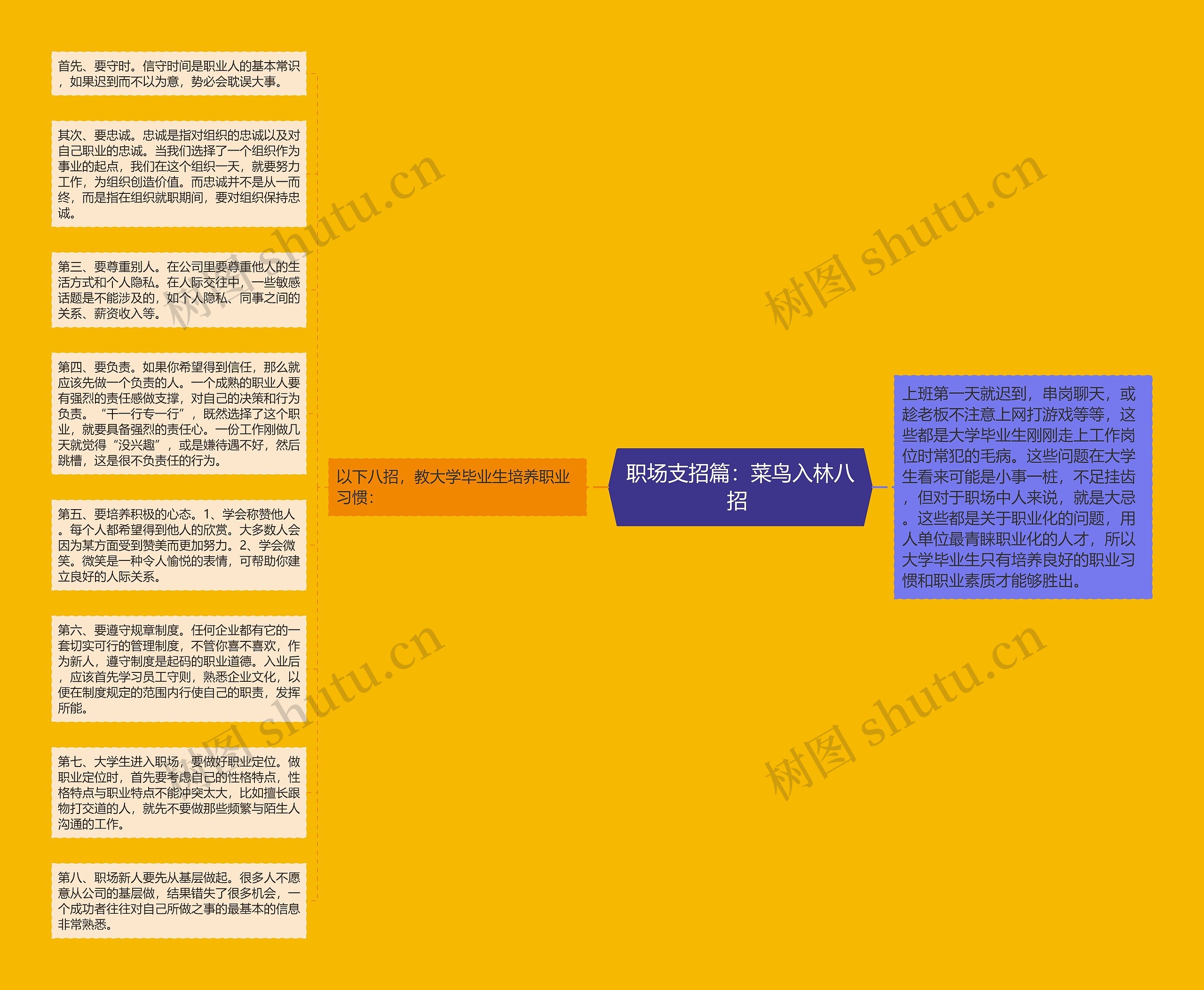 职场支招篇：菜鸟入林八招 思维导图