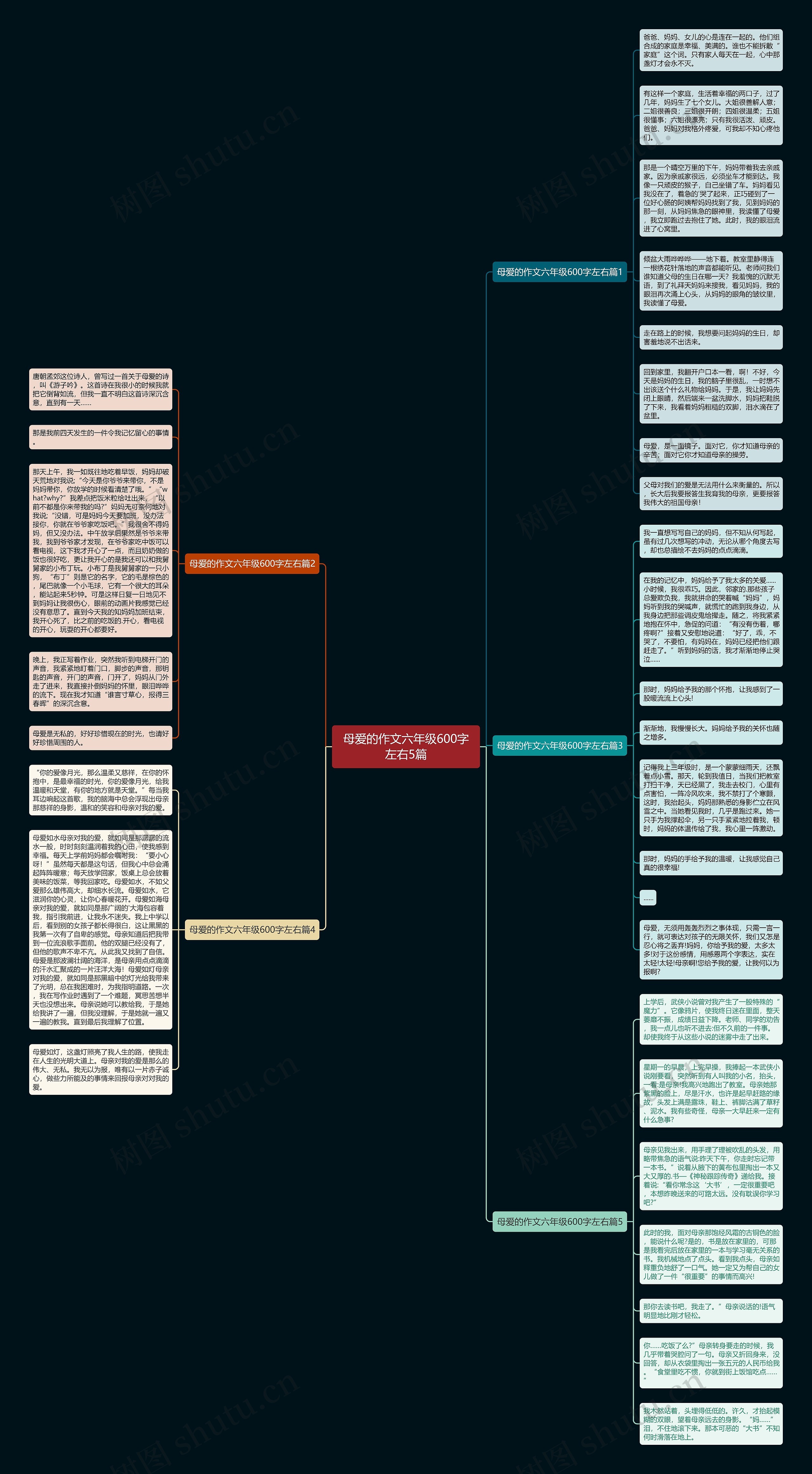 母爱的作文六年级600字左右5篇思维导图