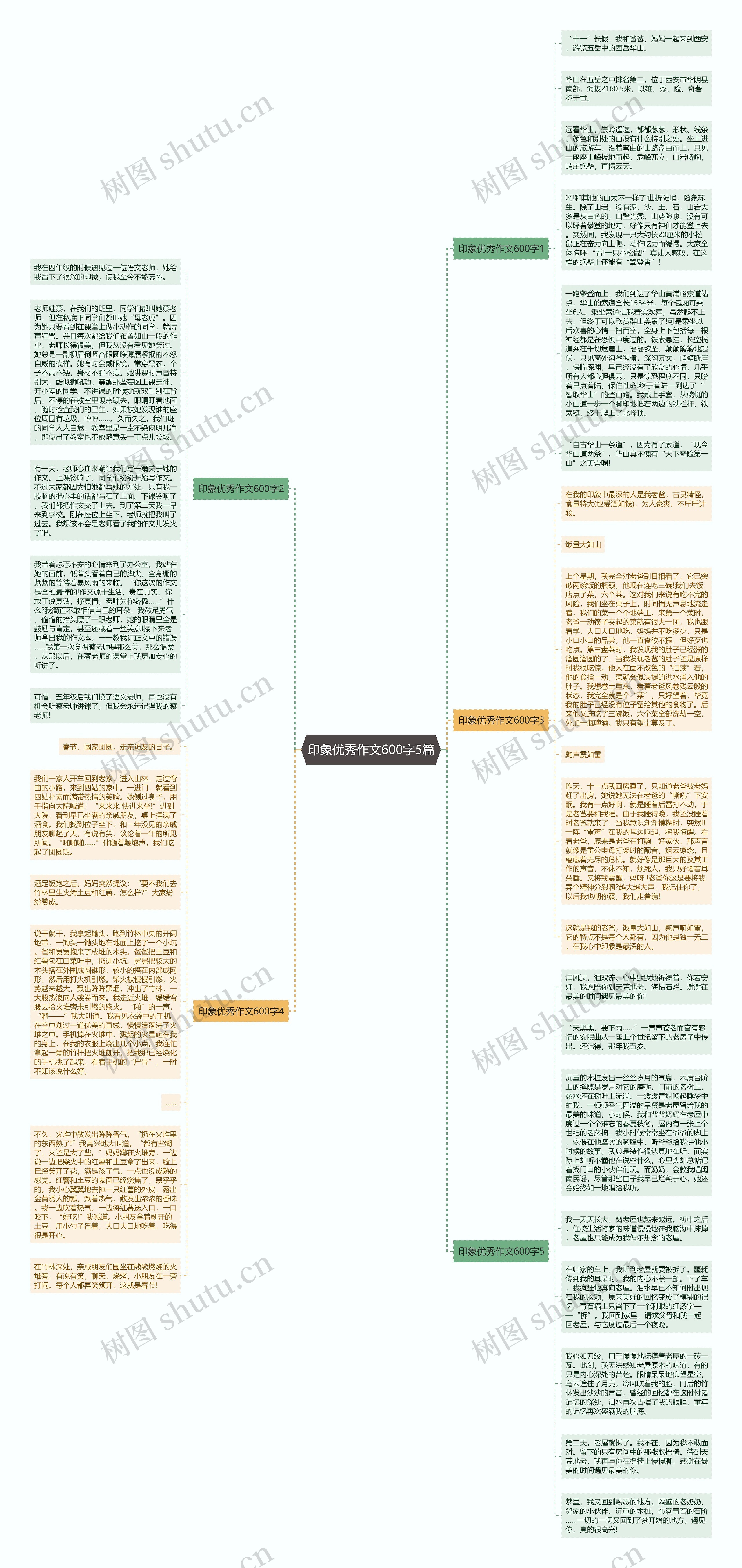 印象优秀作文600字5篇思维导图